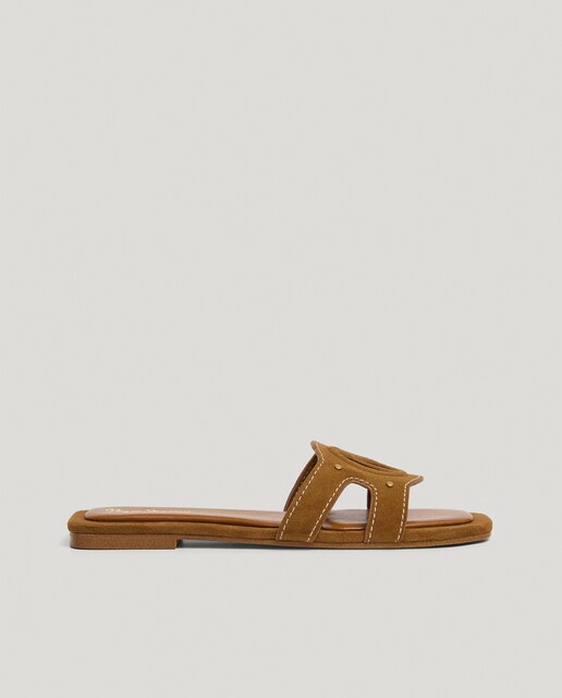 Imagen 0 de Sandalias planas de mujer con monograma en empeine