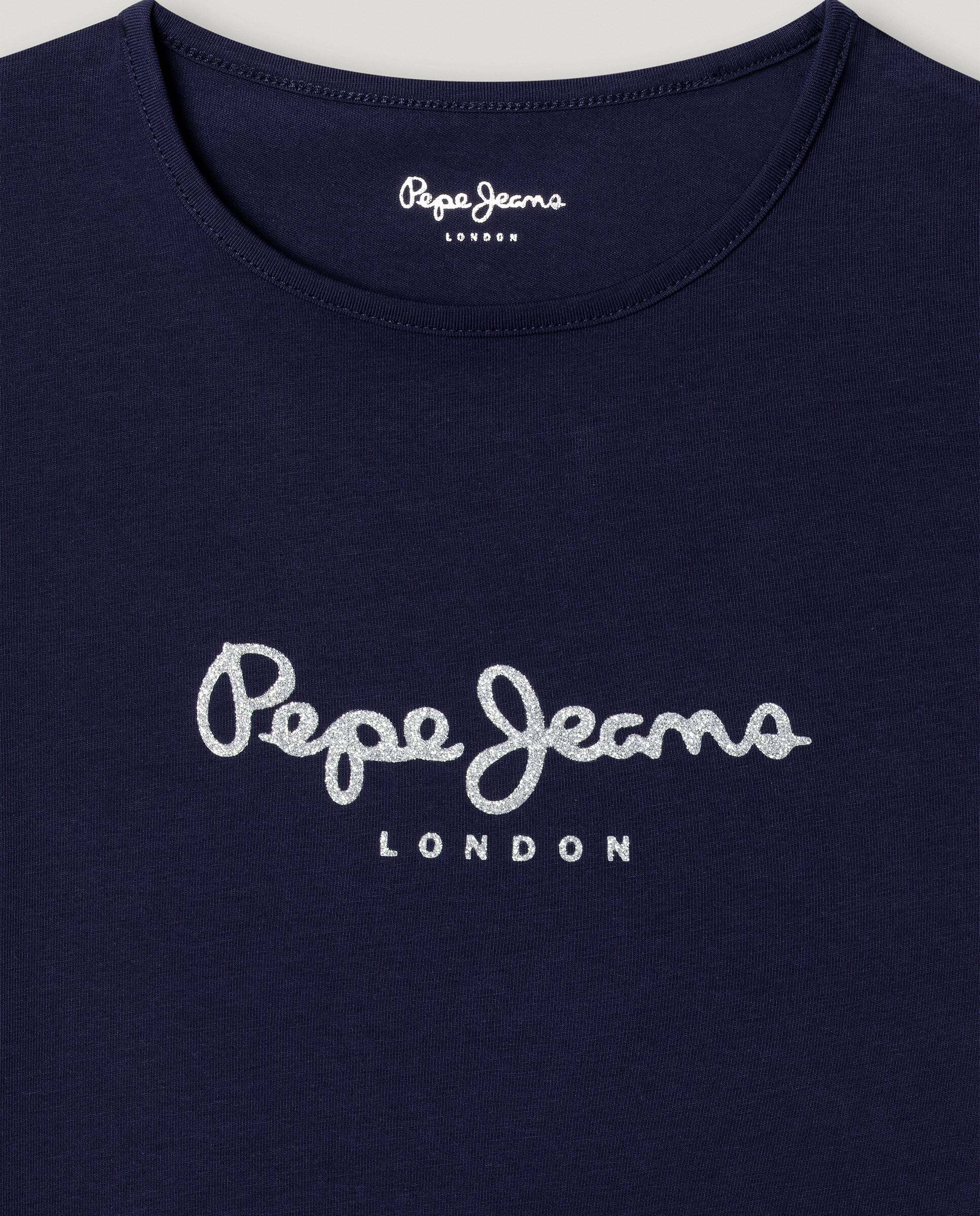 Camiseta de niña logo glitter fit slim - Pepe Jeans - Azul marino Azul marino-2