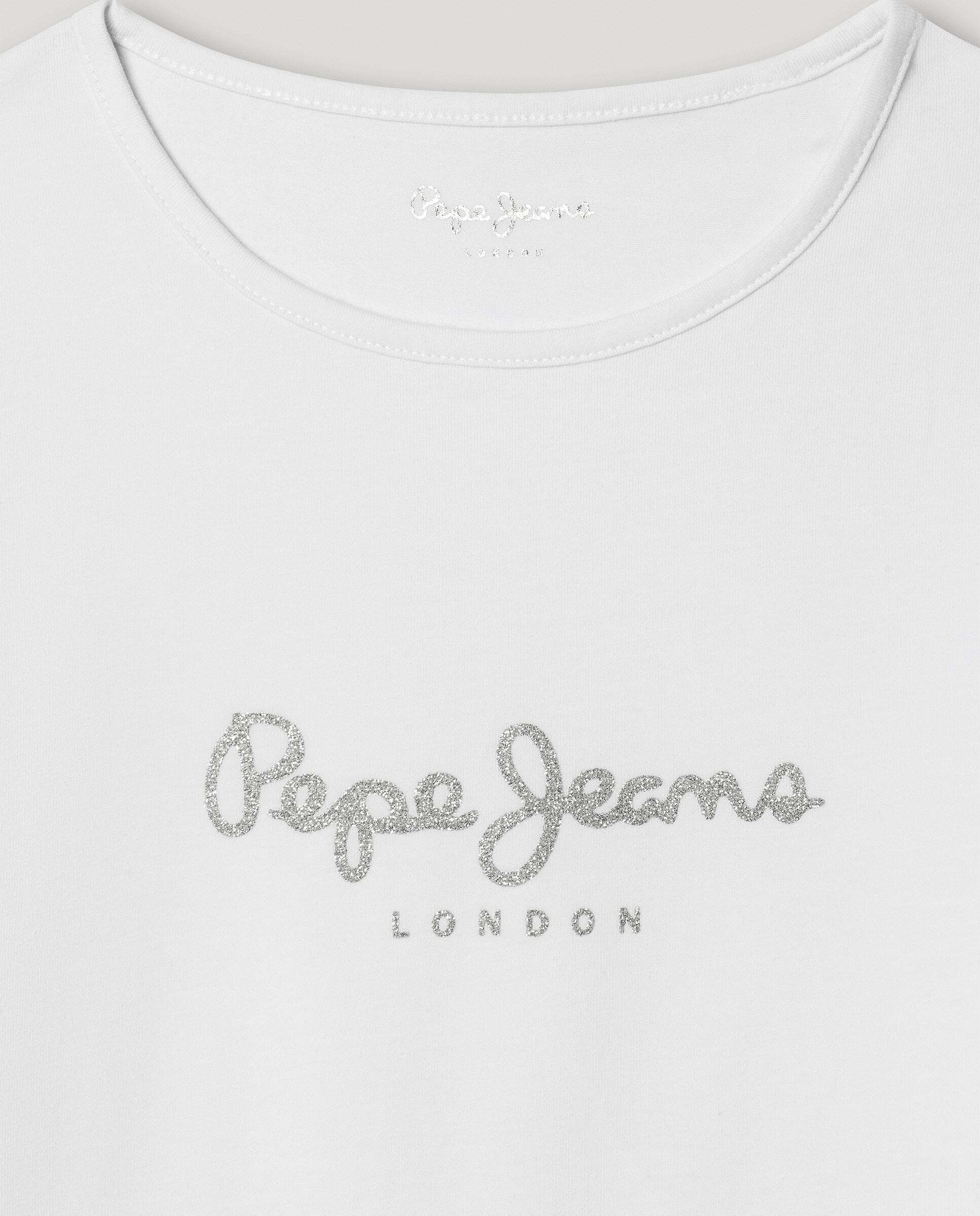 Camiseta de niña logo glitter fit slim - Pepe Jeans - Blanco Blanco-2