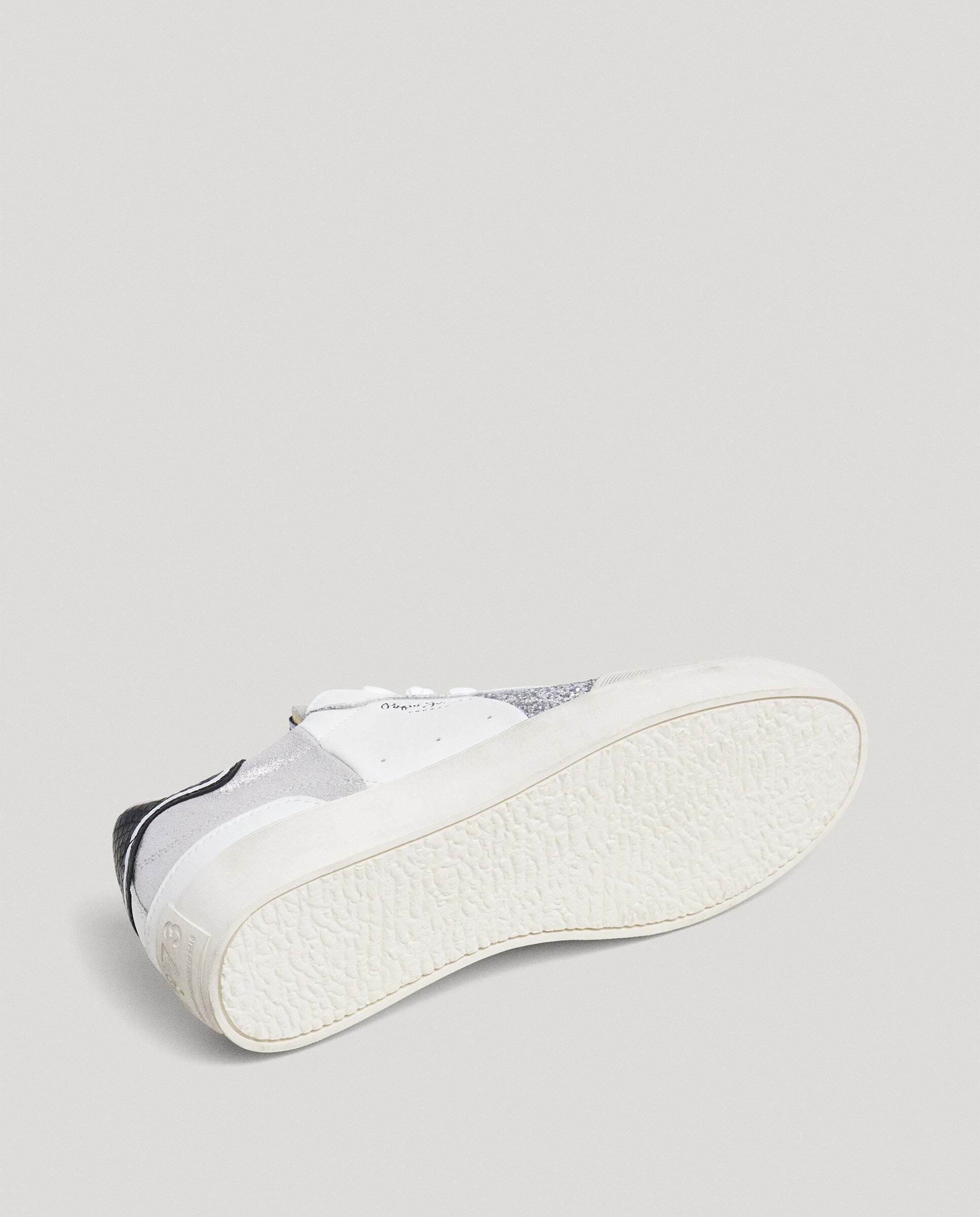 Lane - Pepe Jeans - zapatillas piel con detalles glitter - Plata Plata-7