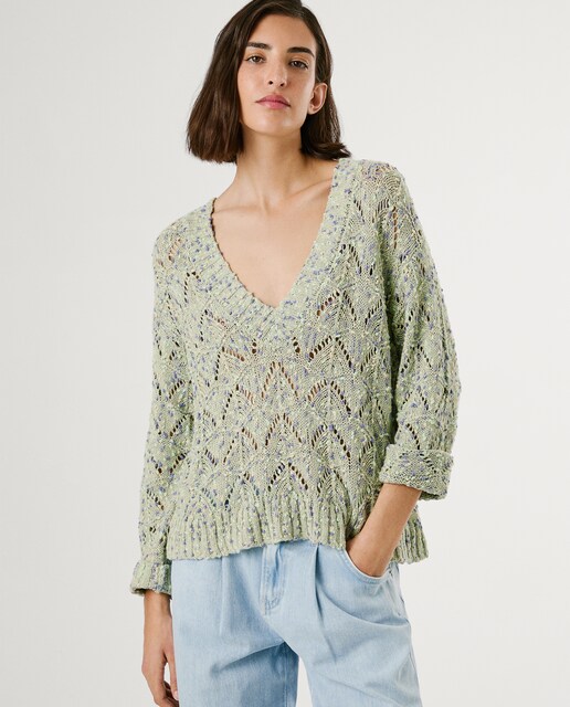 Imagen 0 de Jersey de mujer multicolor con detalles calados