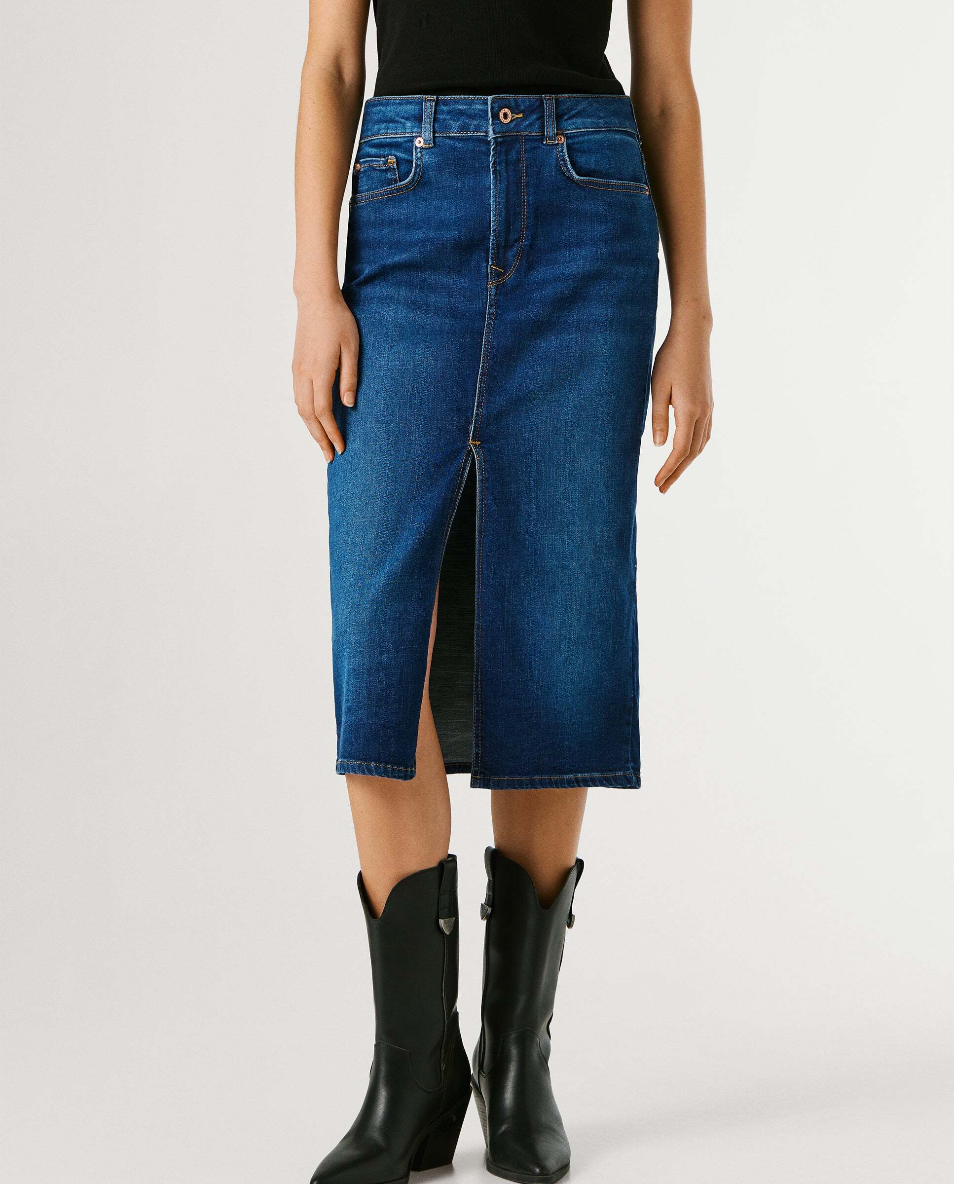 Falda vaquera de mujer midi fit slim - Pepe Jeans - Azul Azul-2