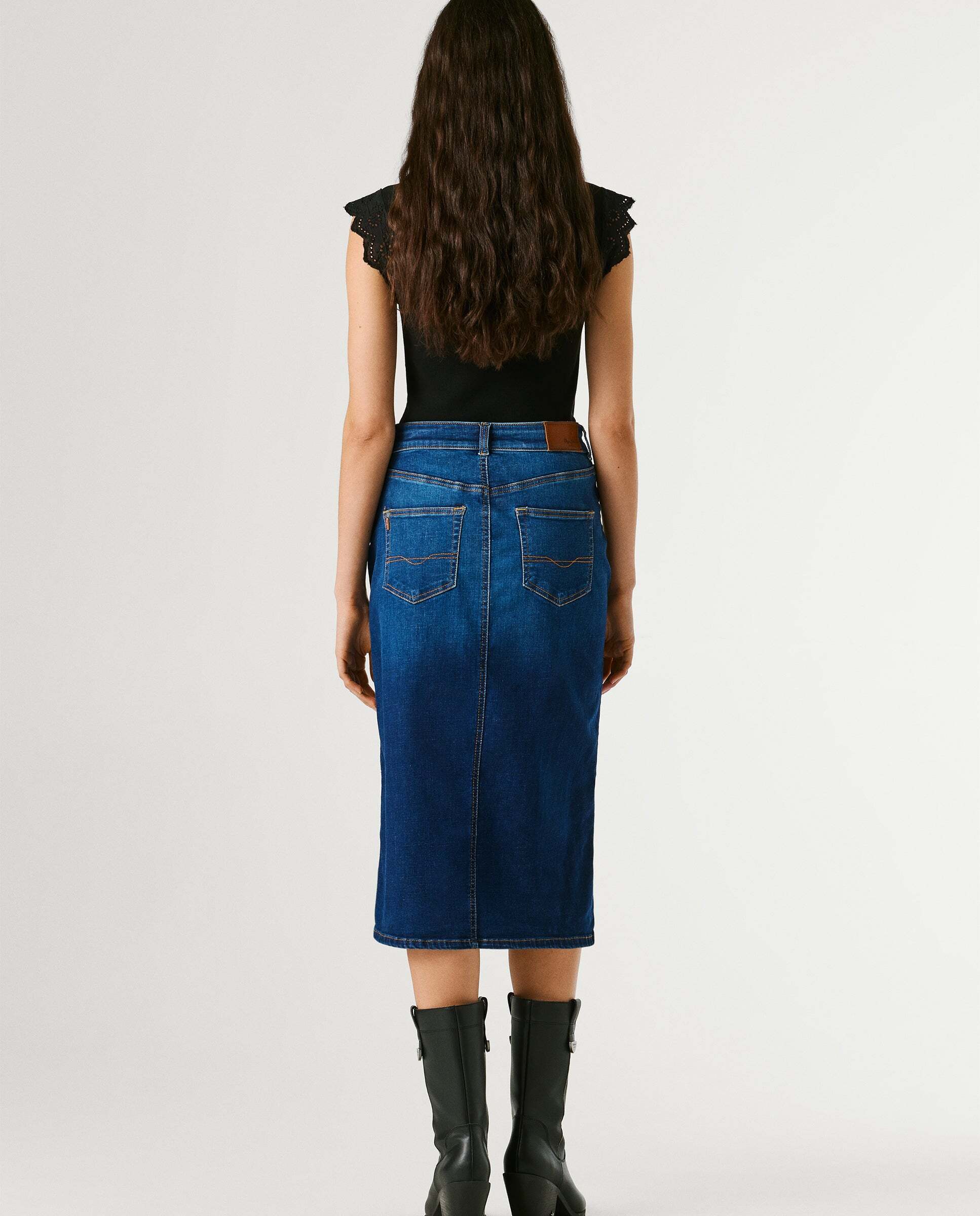 Falda vaquera de mujer midi fit slim - Pepe Jeans - Azul Azul-4