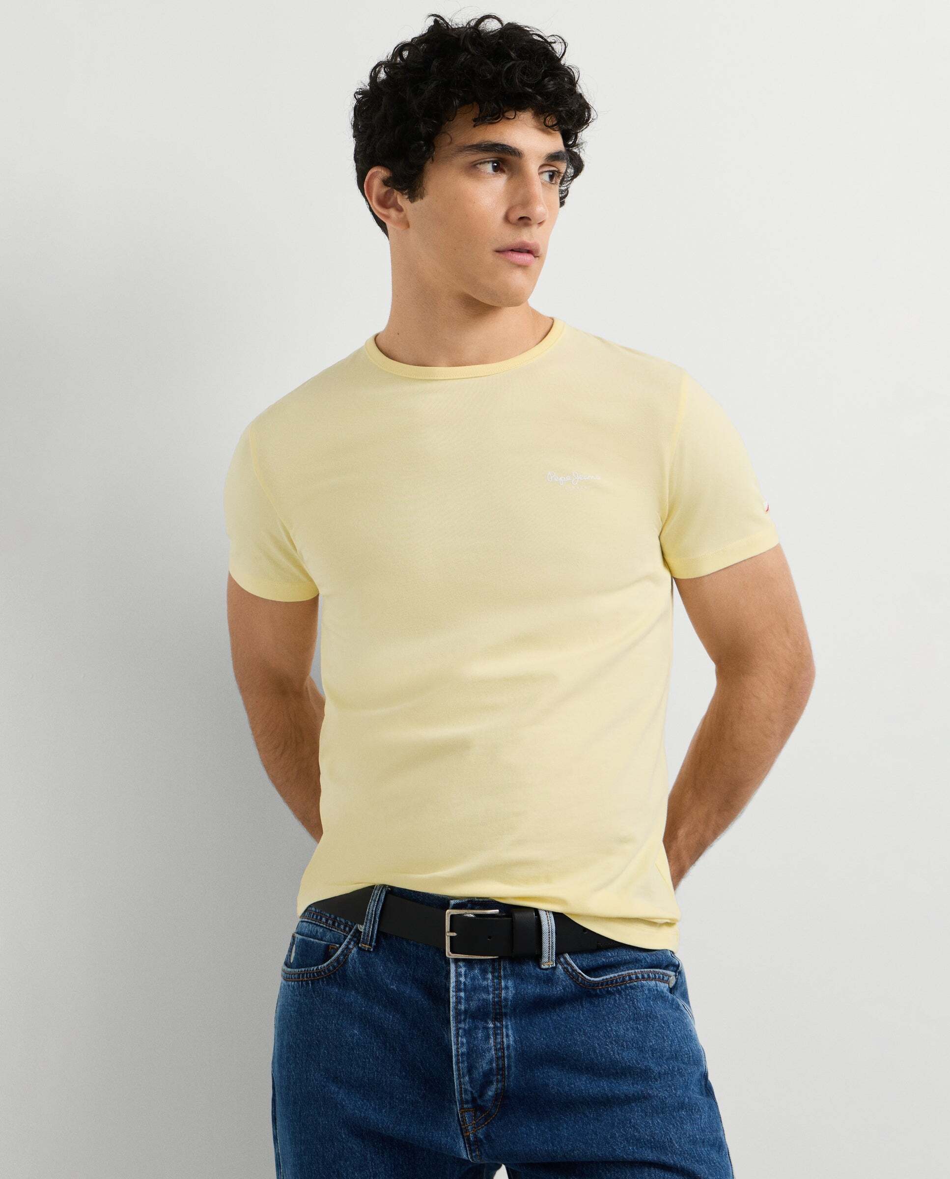 Imagen 1 de Camiseta de hombre ajustada con logotipo - Pepe Jeans - Amarillo Amarillo