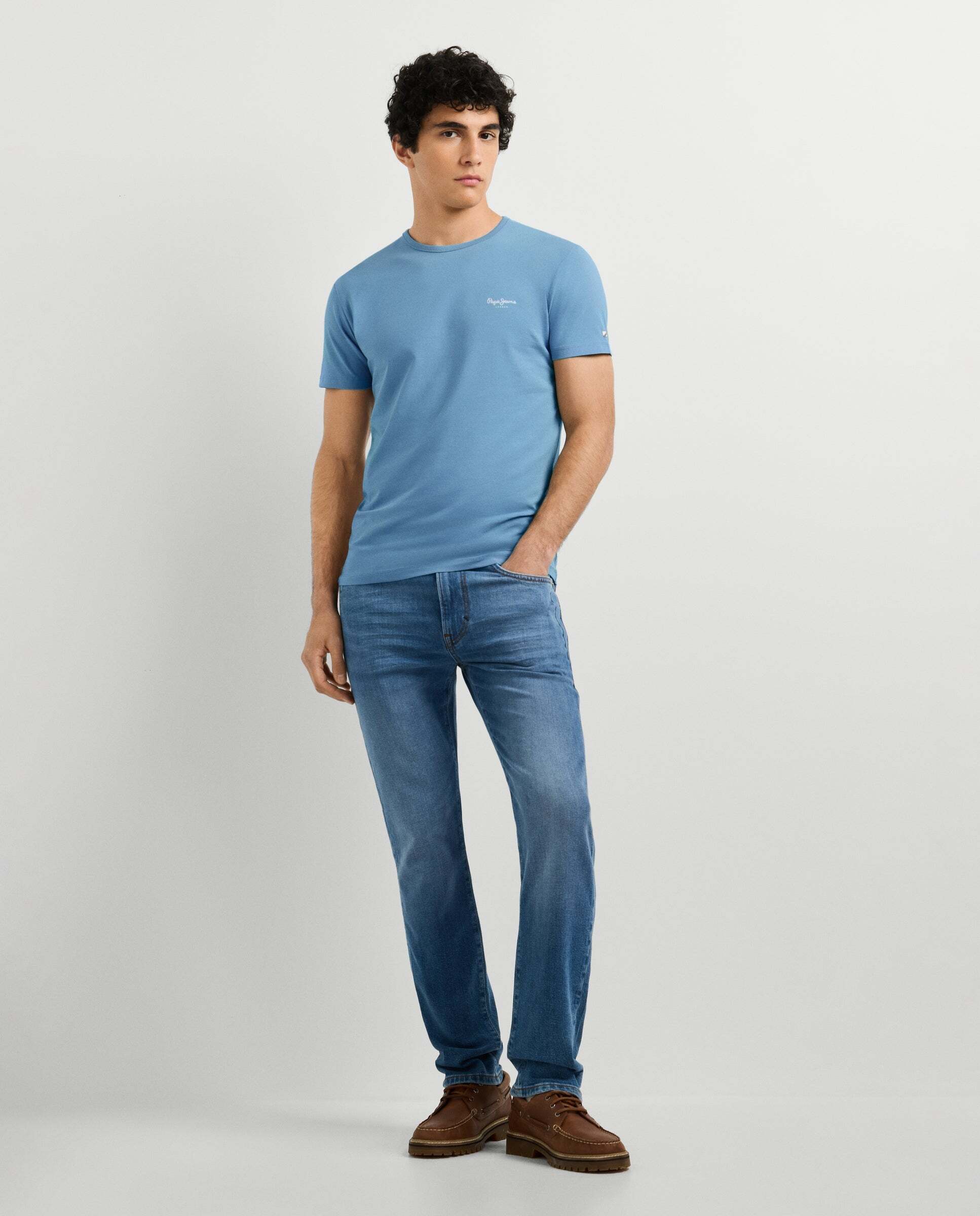Camiseta de hombre ajustada con logotipo - Pepe Jeans - Verde Verde-2