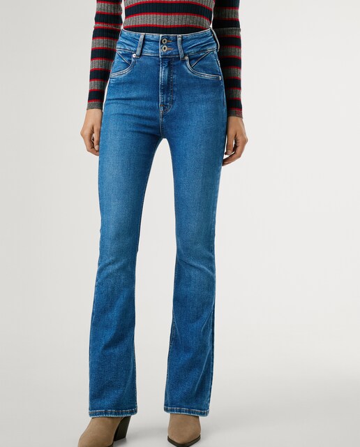 Imagen 0 de Vaquero campana de mujer tiro alto con cierre doble botón