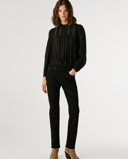 Imagen 0 de Vaquero recto de mujer tiro medio en tejido elástico