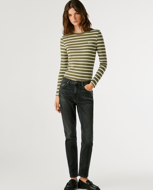 Imagen 0 de Vaquero recto de mujer tiro alto con efecto desgastado