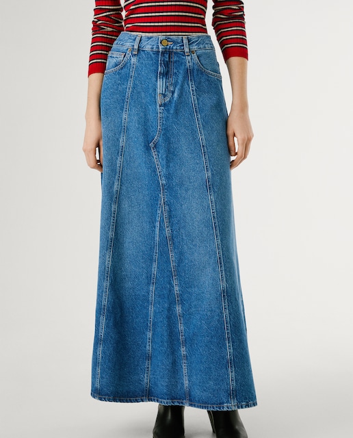 Imagen 0 de Falda larga vaquera fit slim con tiro alto