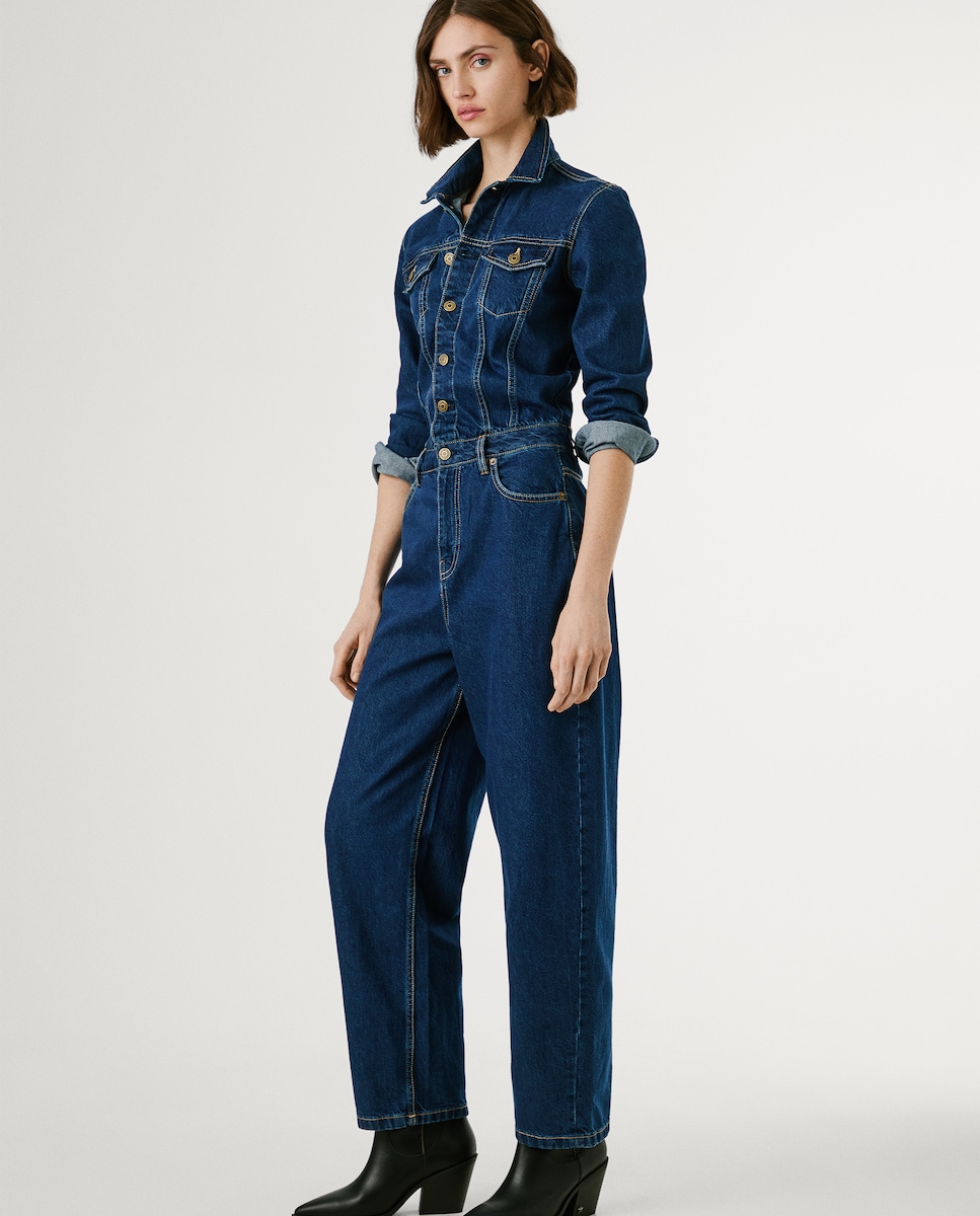 Mono largo vaquero de mujer con cuello camisero · Pepe Jeans · El