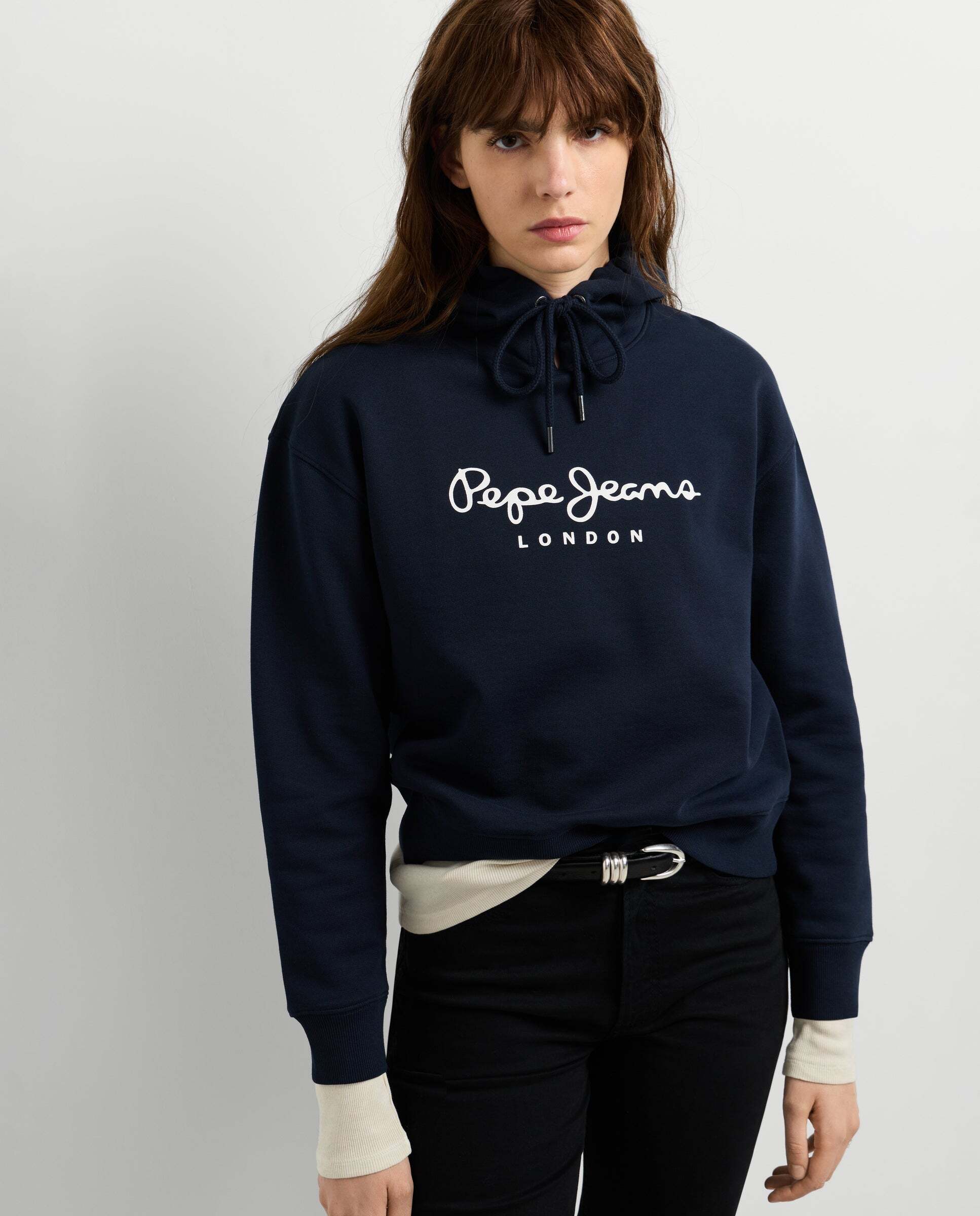 Sudadera con capucha de mujer con logo - Pepe Jeans - Azul Azul-1
