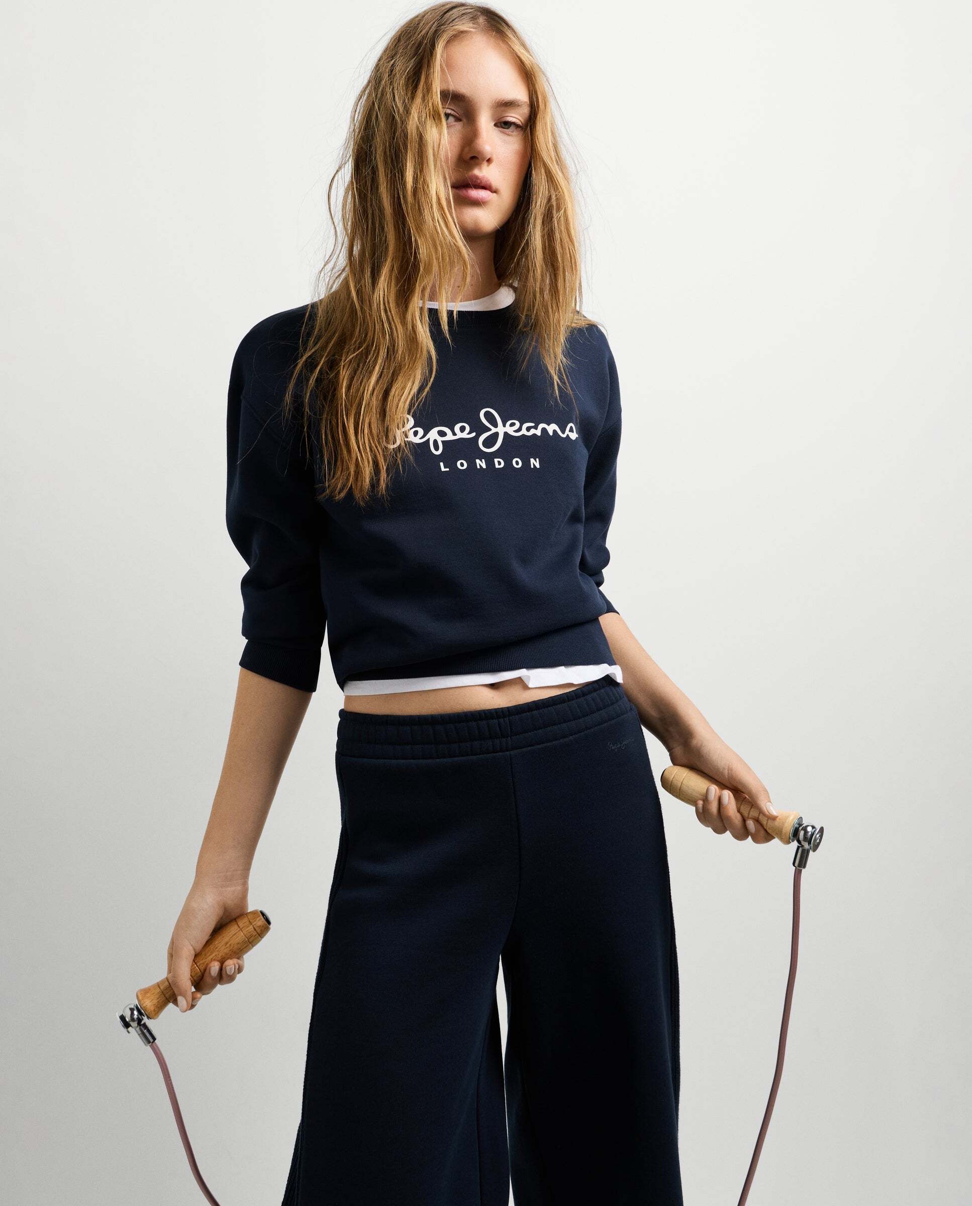 Sudadera de mujer cuello redondo con logo - Pepe Jeans - Azul Azul-1