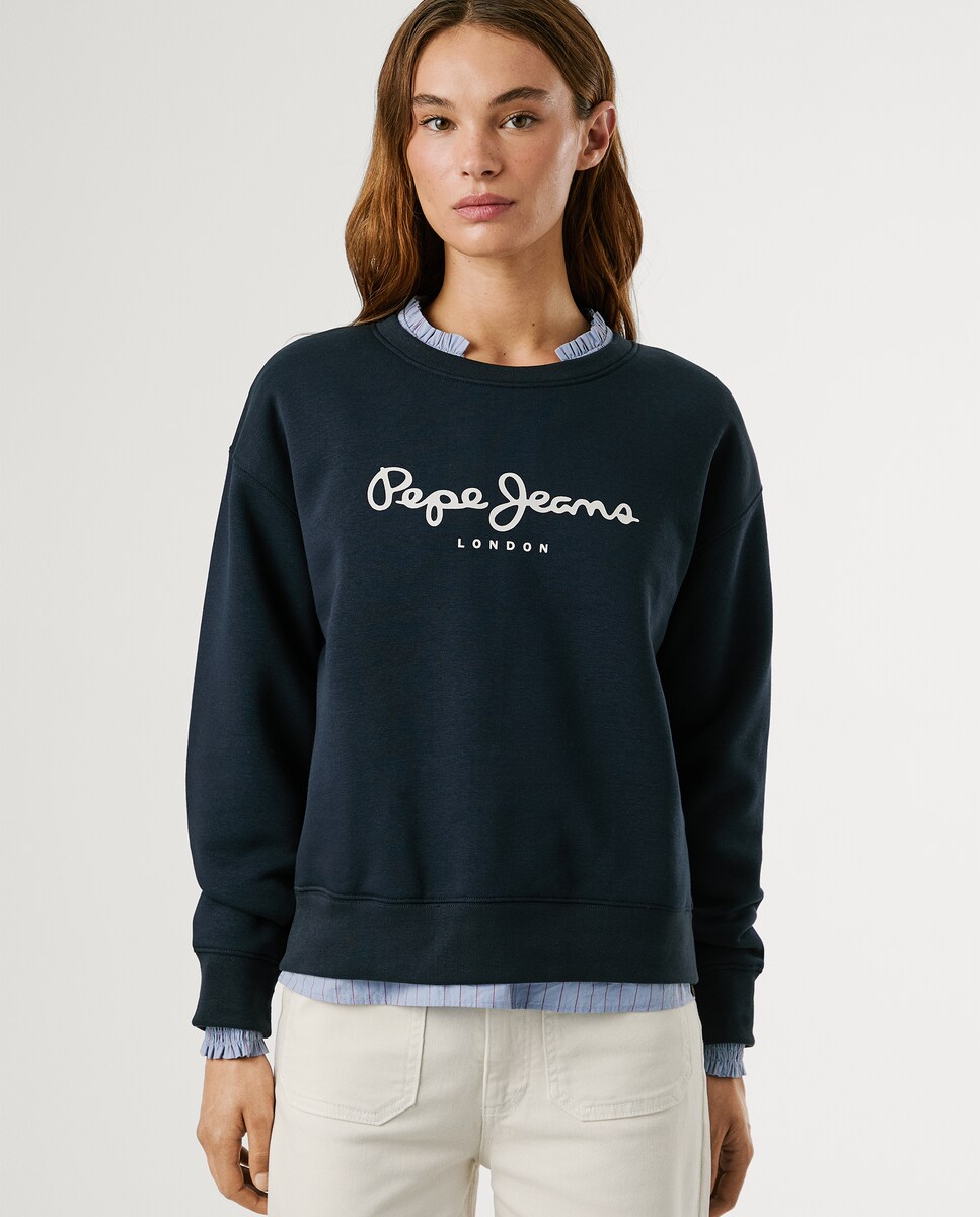 Sudadera de mujer cuello redondo con logo estampado · Pepe Jeans