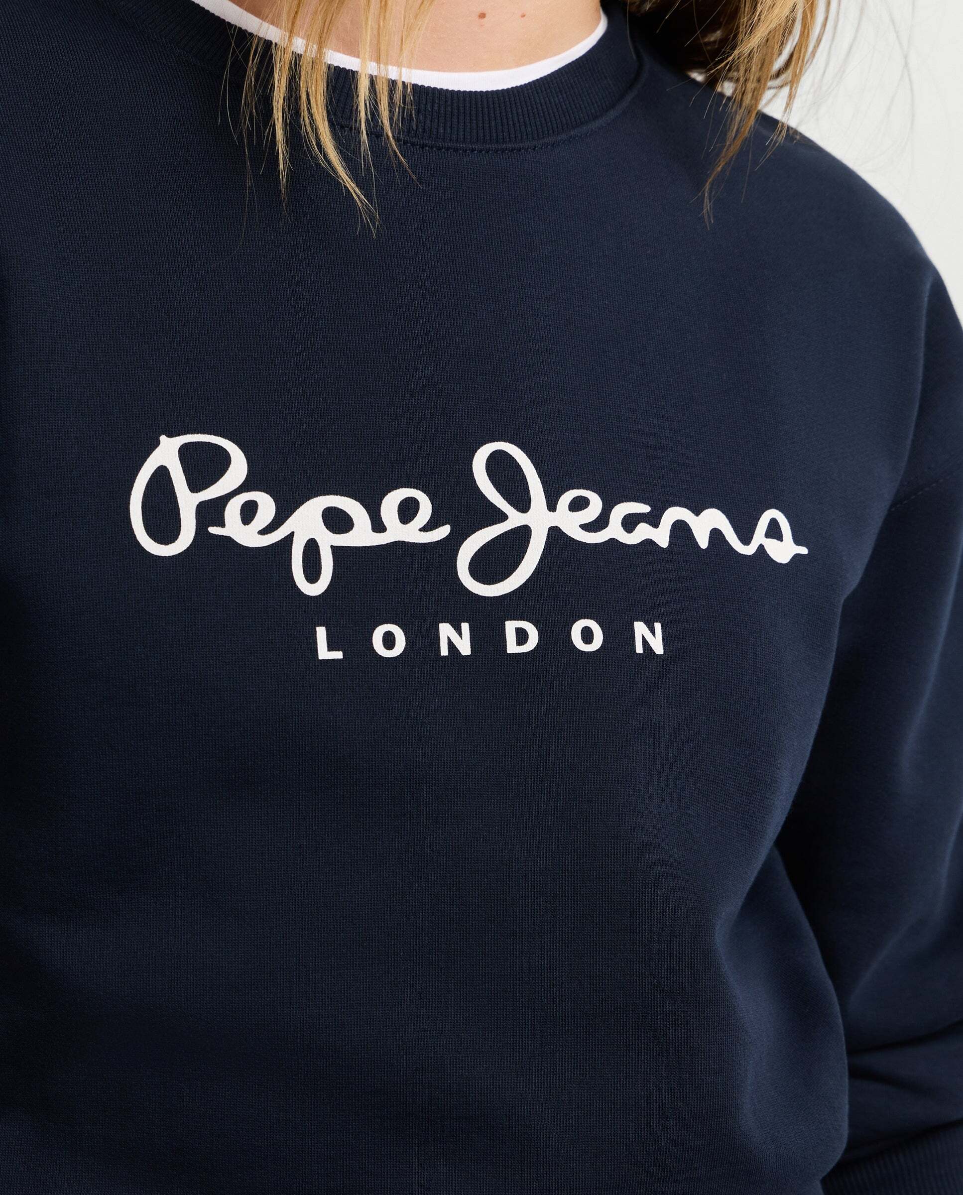 Sudadera de mujer cuello redondo con logo - Pepe Jeans - Azul Azul-4