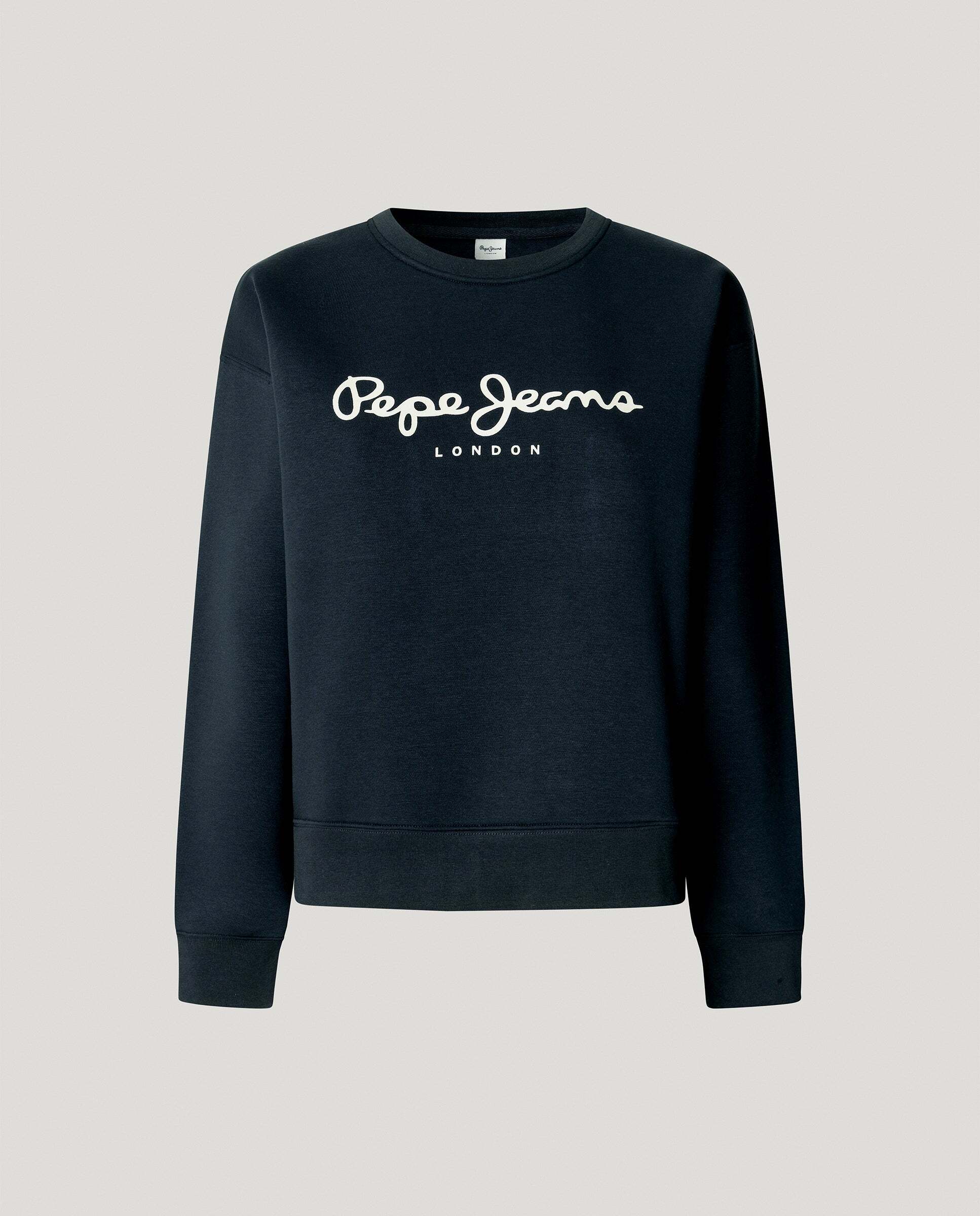 Sudadera de mujer cuello redondo con logo - Pepe Jeans - Azul Azul-7