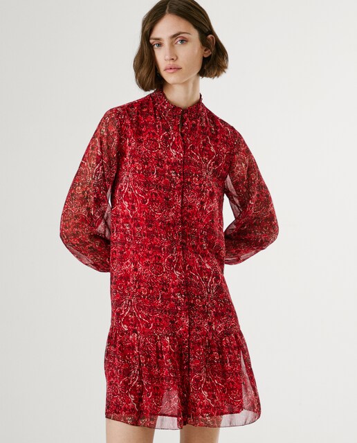 Imagen 0 de Vestido corto en chifón con estampado paisley