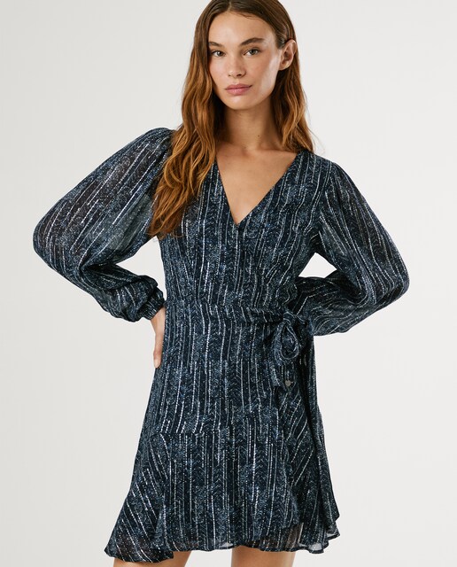 Imagen 0 de Vestido corto con cuello pico y estampado floral