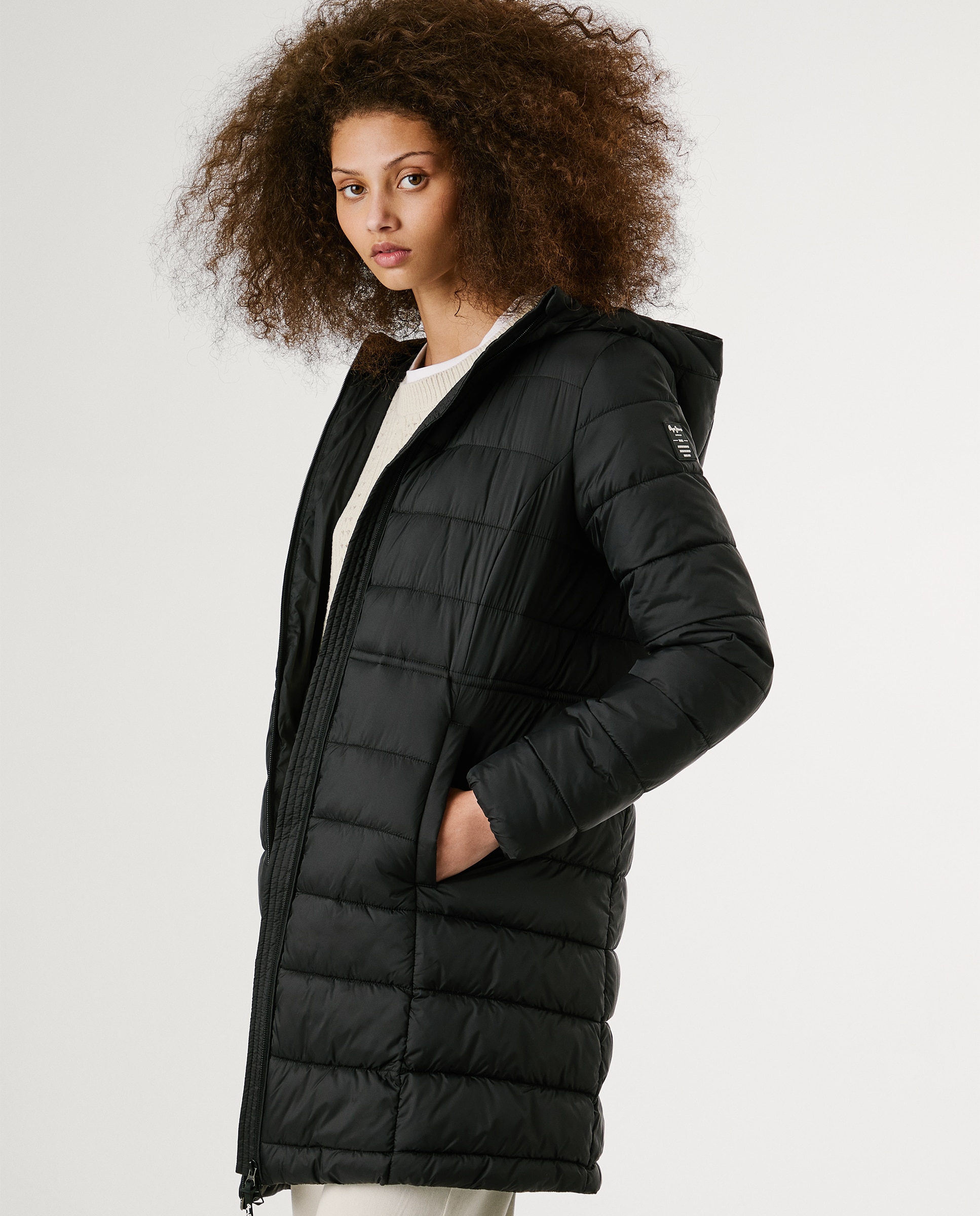 Plumífero largo de mujer impermeable con capucha - Pepe Jeans - Azul marino Negro-5