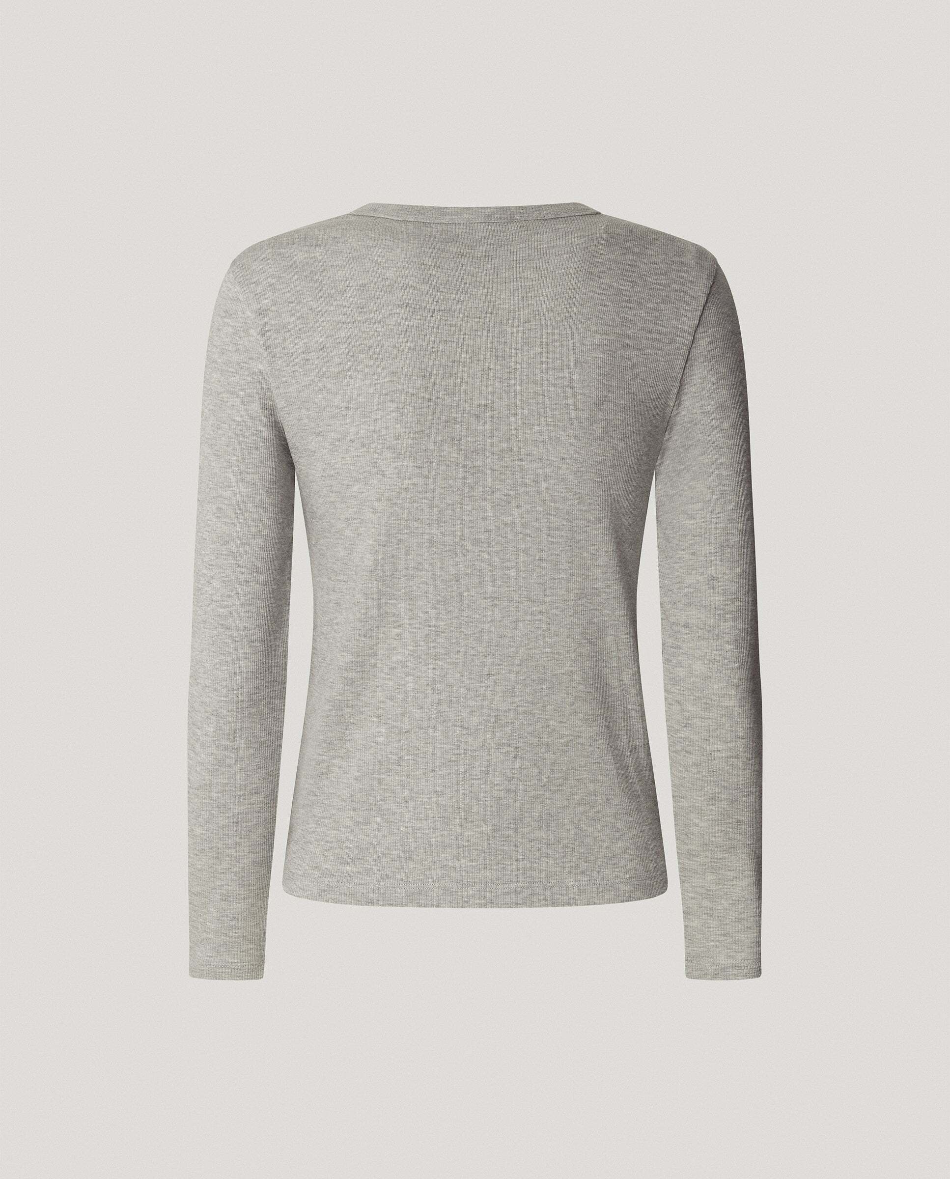 Camiseta canalé manga larga logo bordado - Pepe Jeans - Gris Gris-9