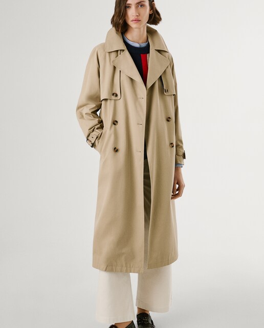 Imagen 0 de Gabardina larga de mujer en tejido impermeable