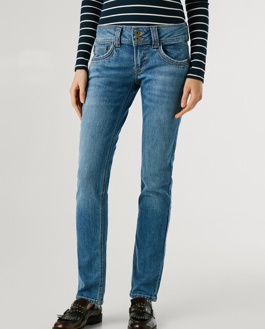 Imagen 0 de Vaquero recto de mujer tiro medio con efecto desgastado