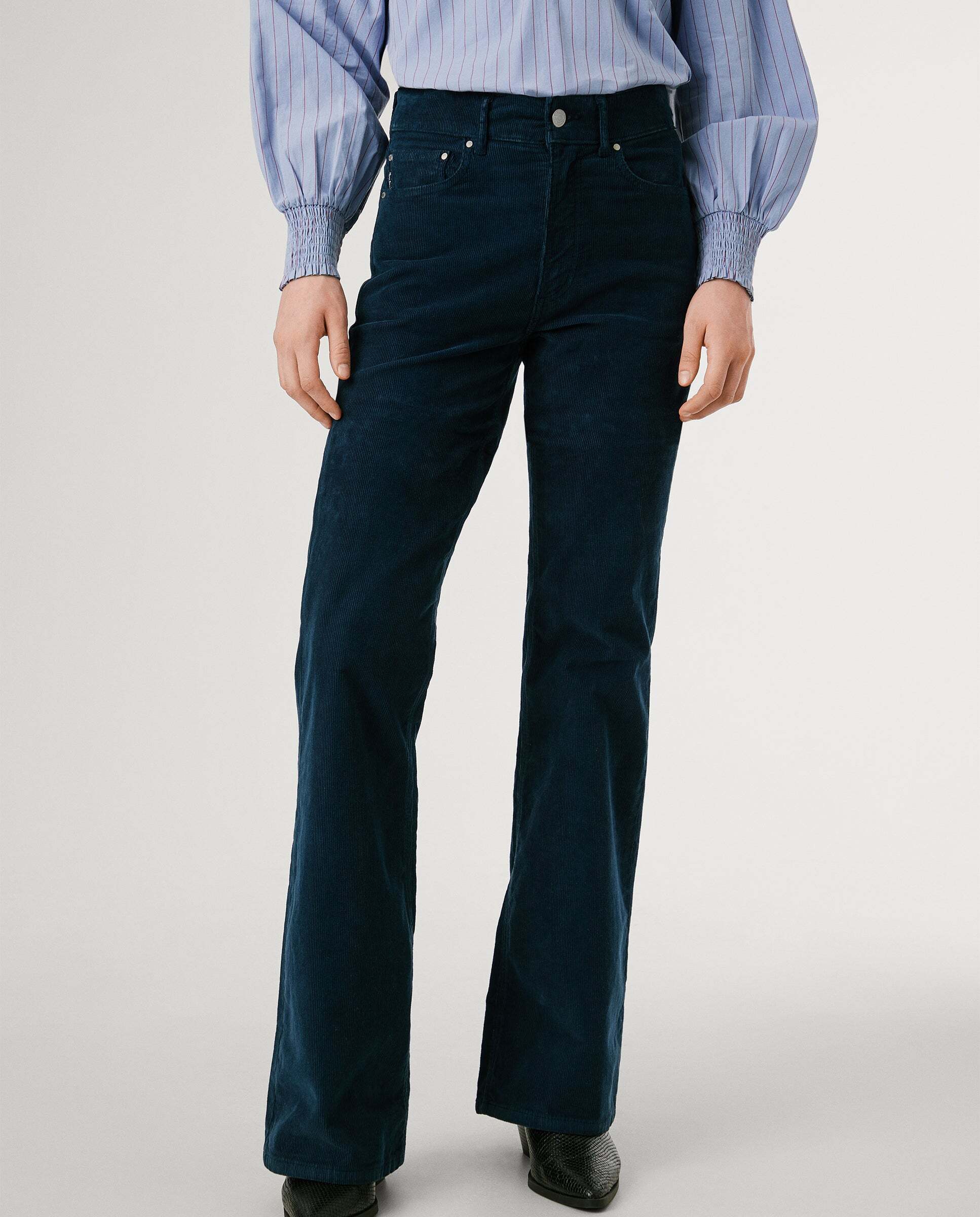 Willa - Pepe Jeans - pantalon cinco bolsillos pana fit flare - Azul Azul-2