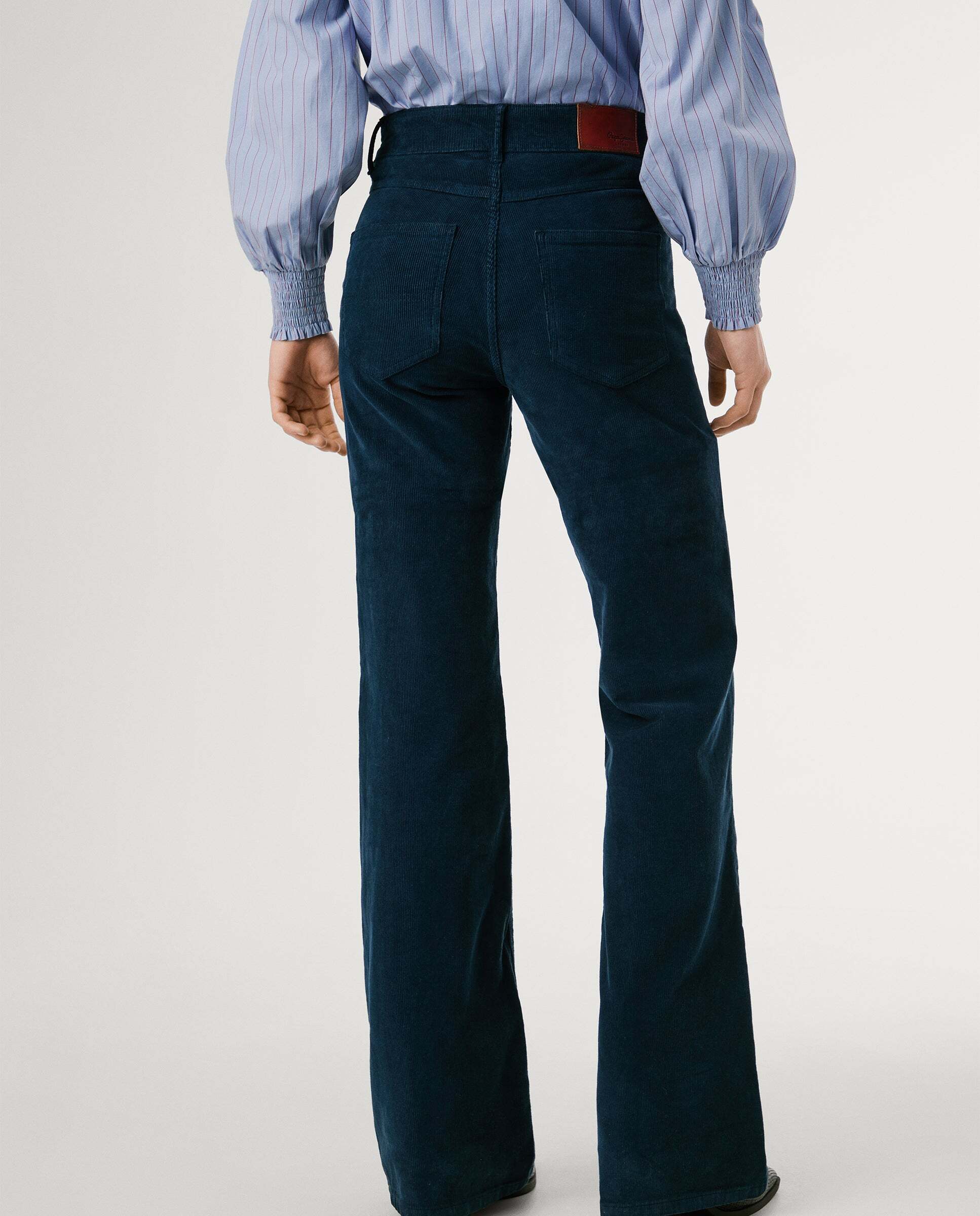 Willa - Pepe Jeans - pantalon cinco bolsillos pana fit flare - Azul Azul-3