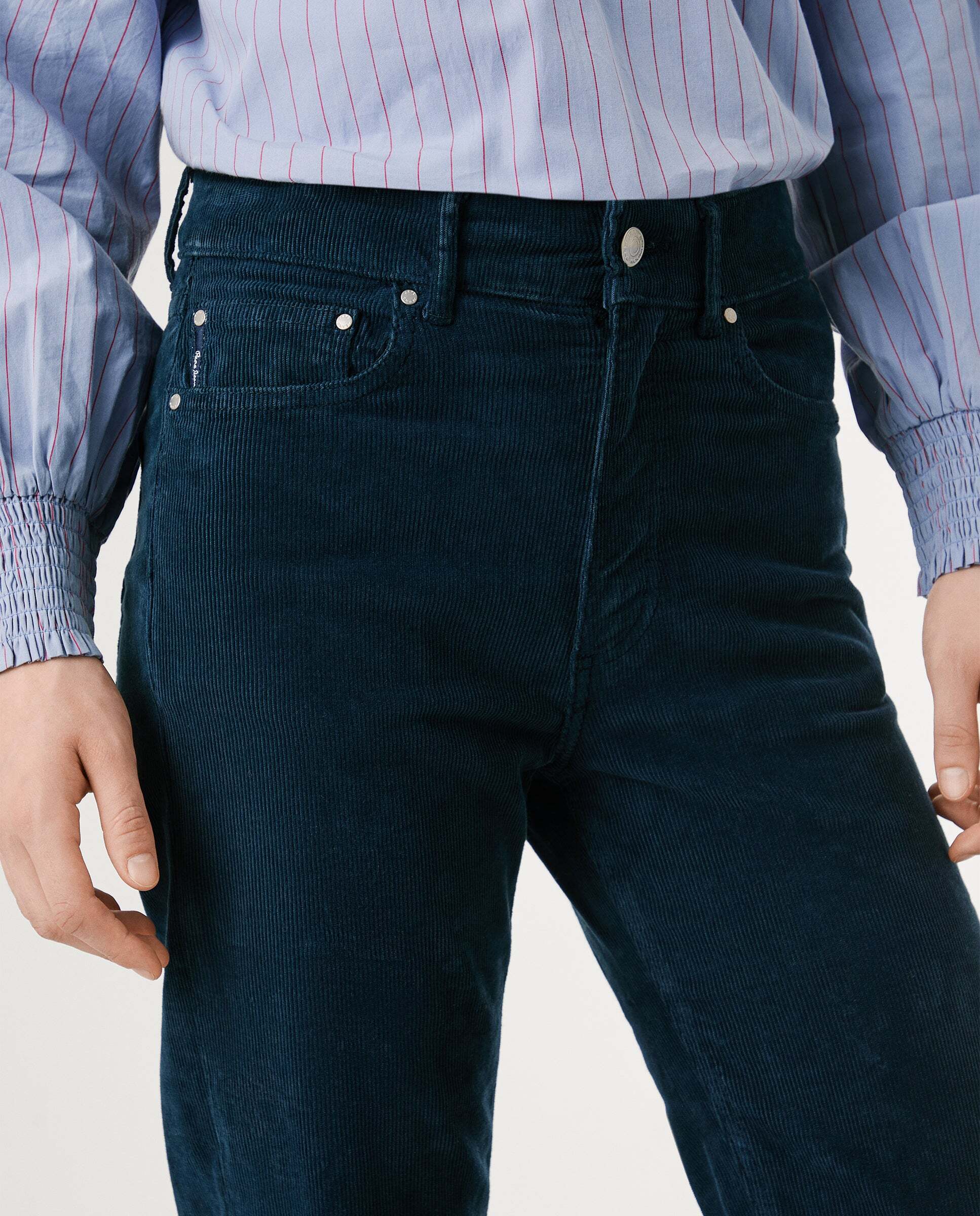 Willa - Pepe Jeans - pantalon cinco bolsillos pana fit flare - Azul Azul-4