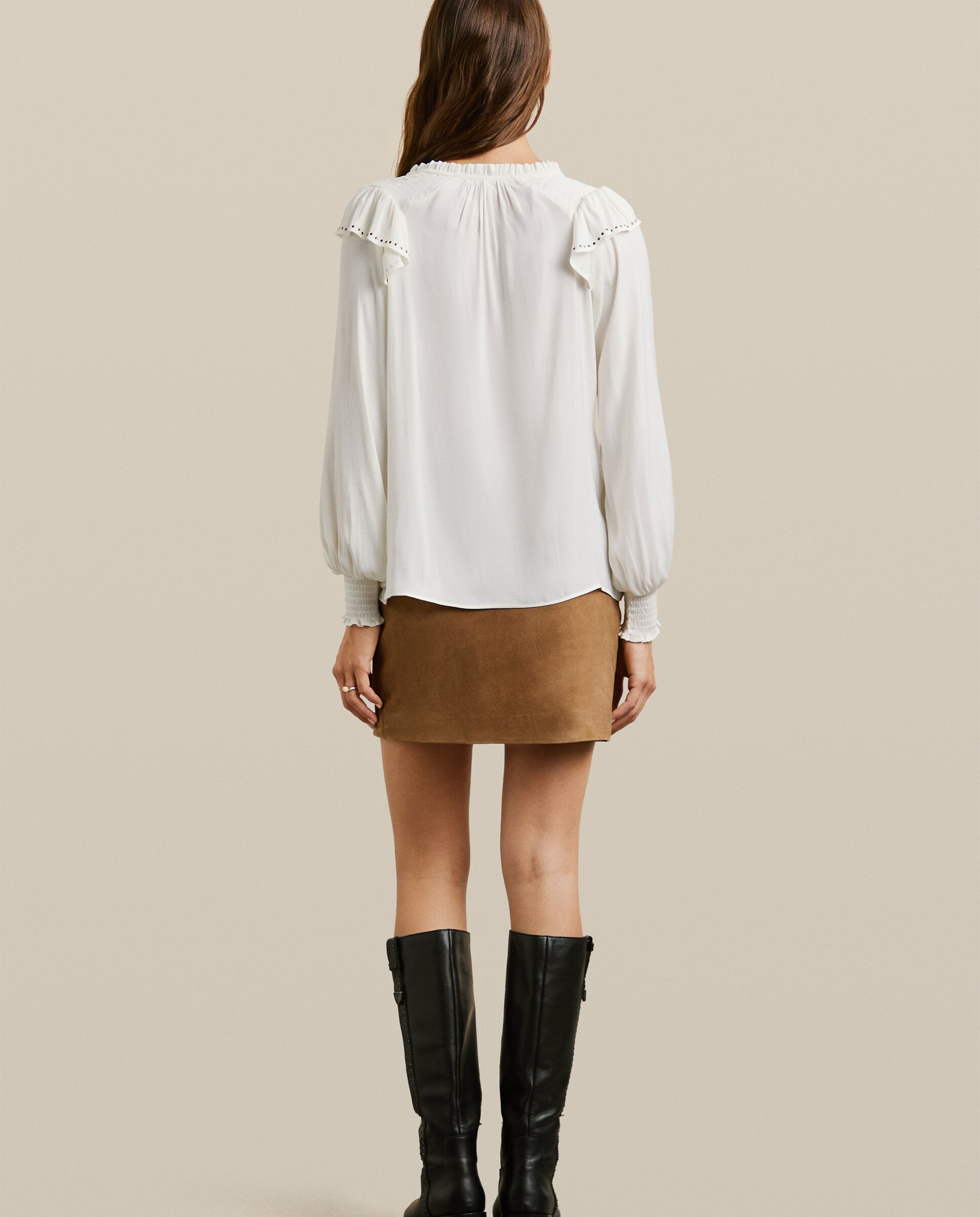 Blusa de mujer satinada con cuello pico - Pepe Jeans - Blanco Blanco-3