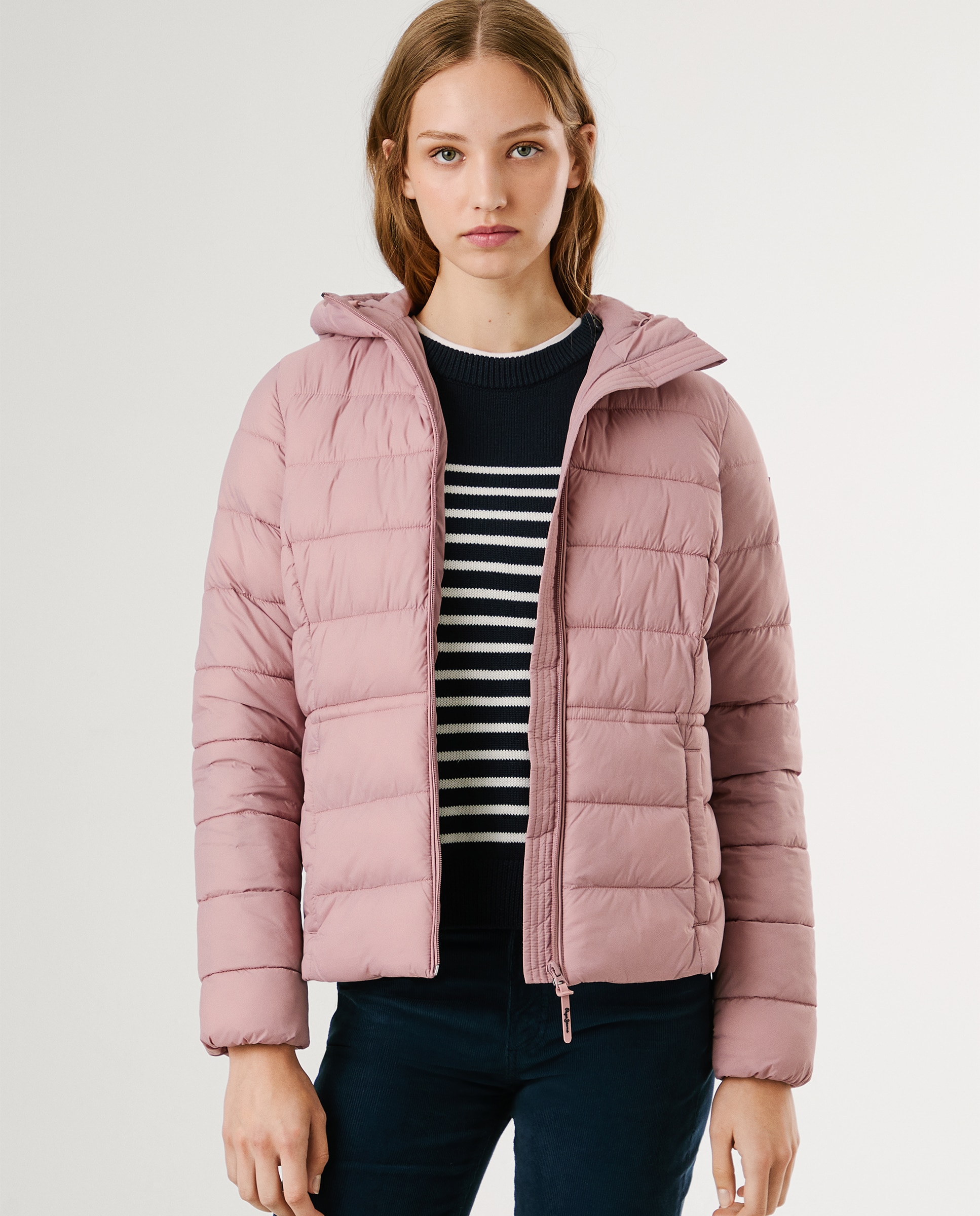 Plumífero de mujer impermeable con capucha - Pepe Jeans - Rosa Rosa-1