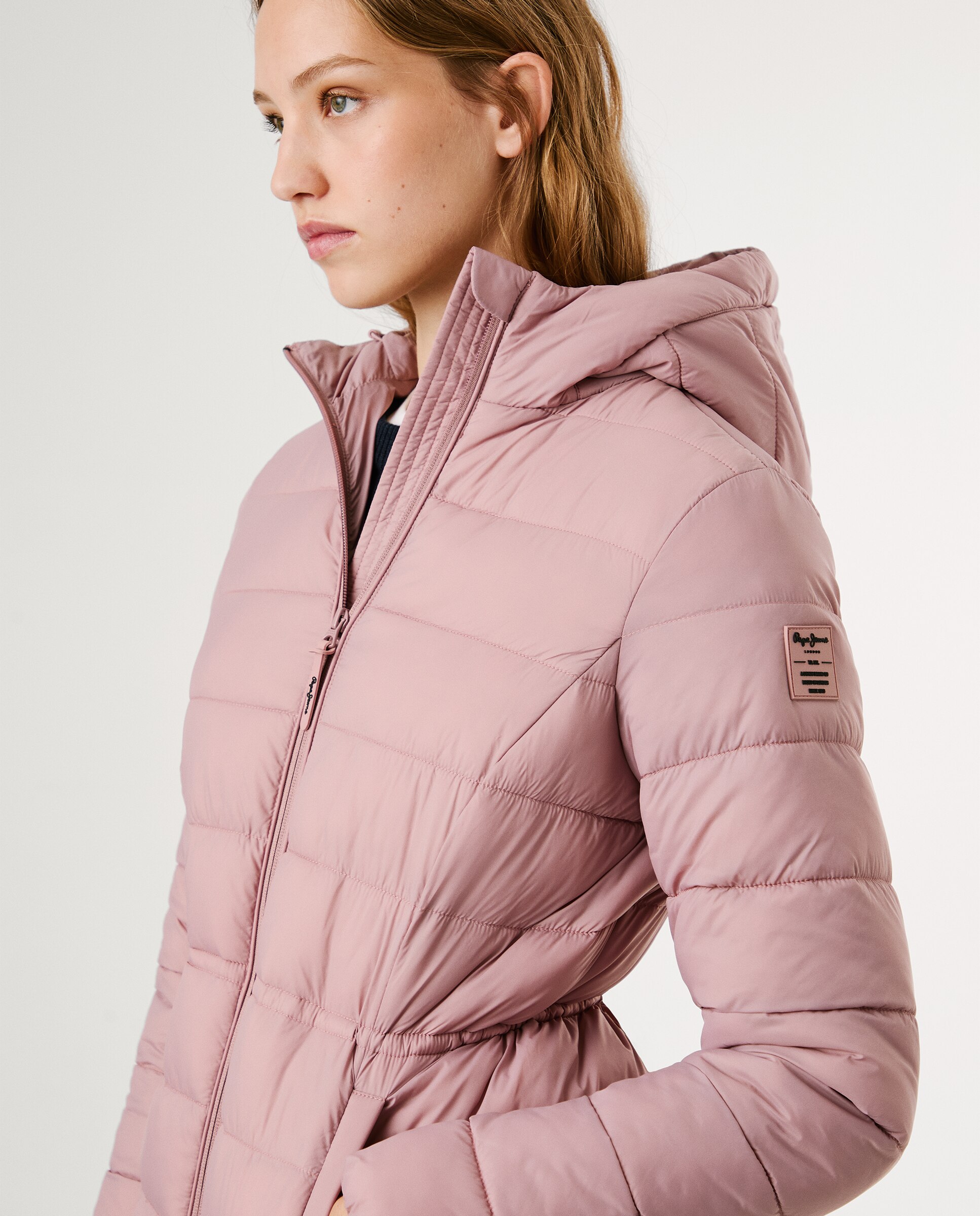 Plumífero de mujer impermeable con capucha - Pepe Jeans - Rosa Rosa-4