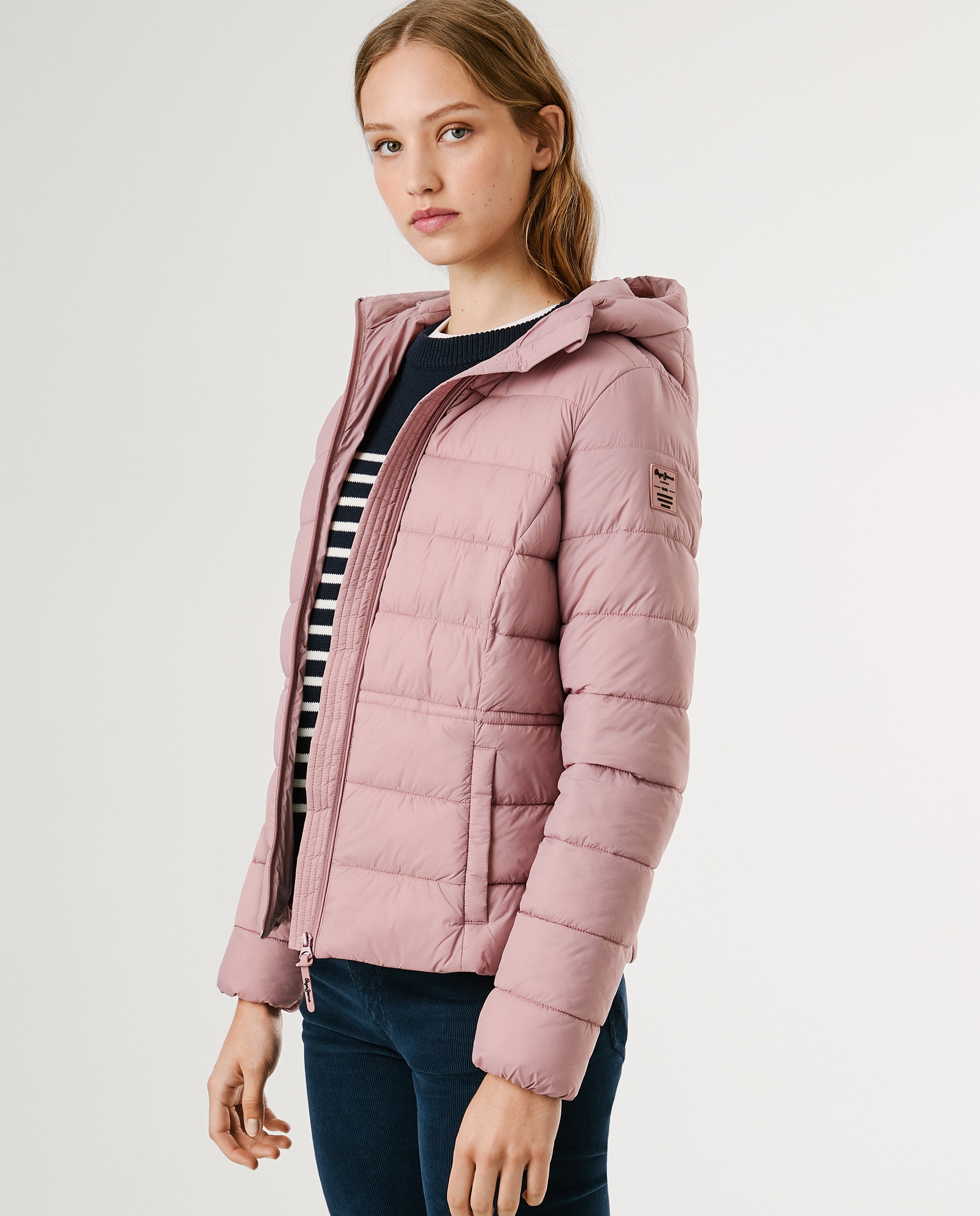 Plumífero de mujer impermeable con capucha - Pepe Jeans - Rosa Rosa-5