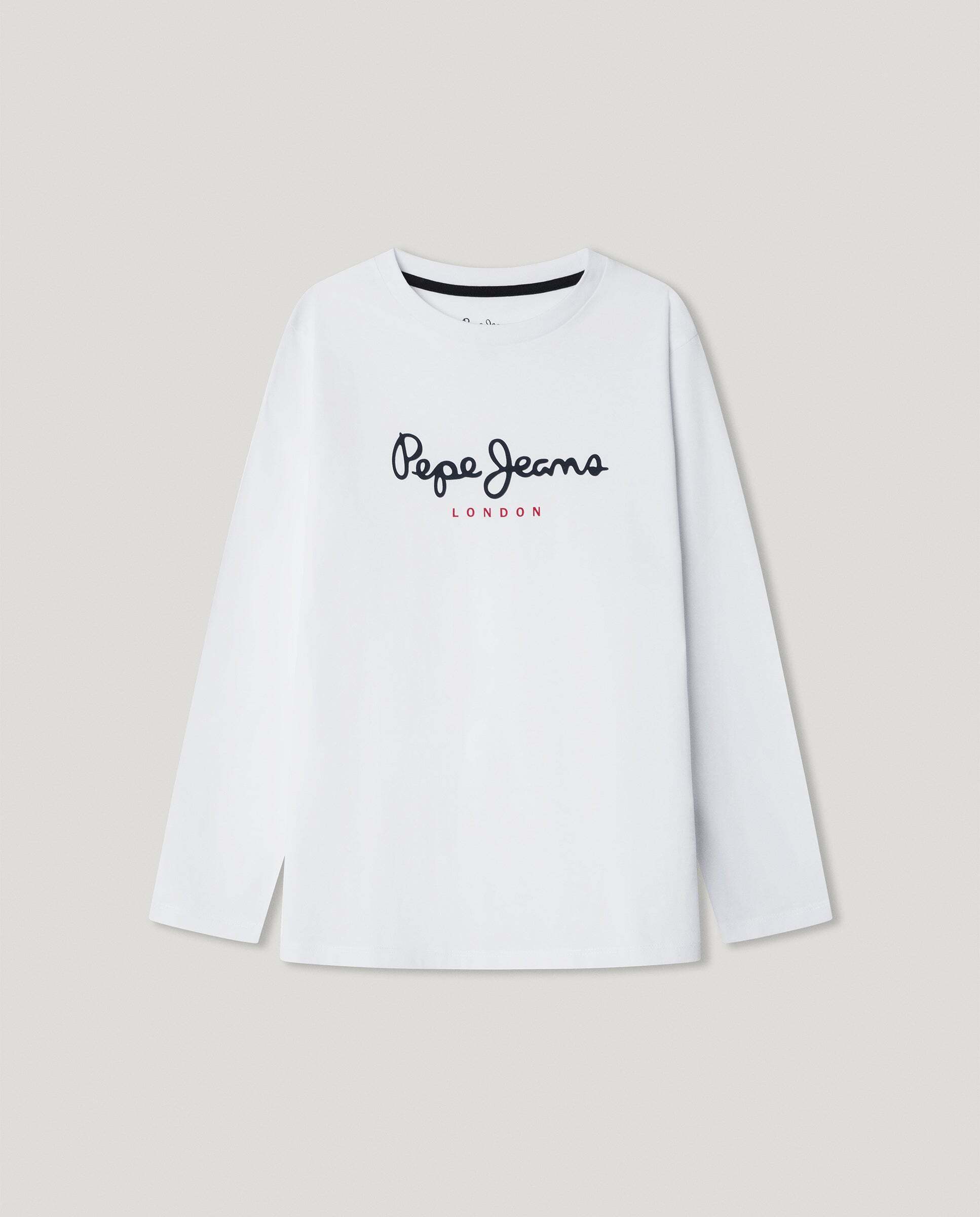 Camiseta de niño de manga larga New Herman - Pepe Jeans - Blanco Blanco-1