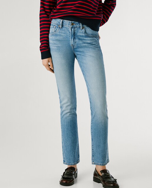 Imagen 0 de Vaquero recto de mujer tiro medio con efecto desgastado