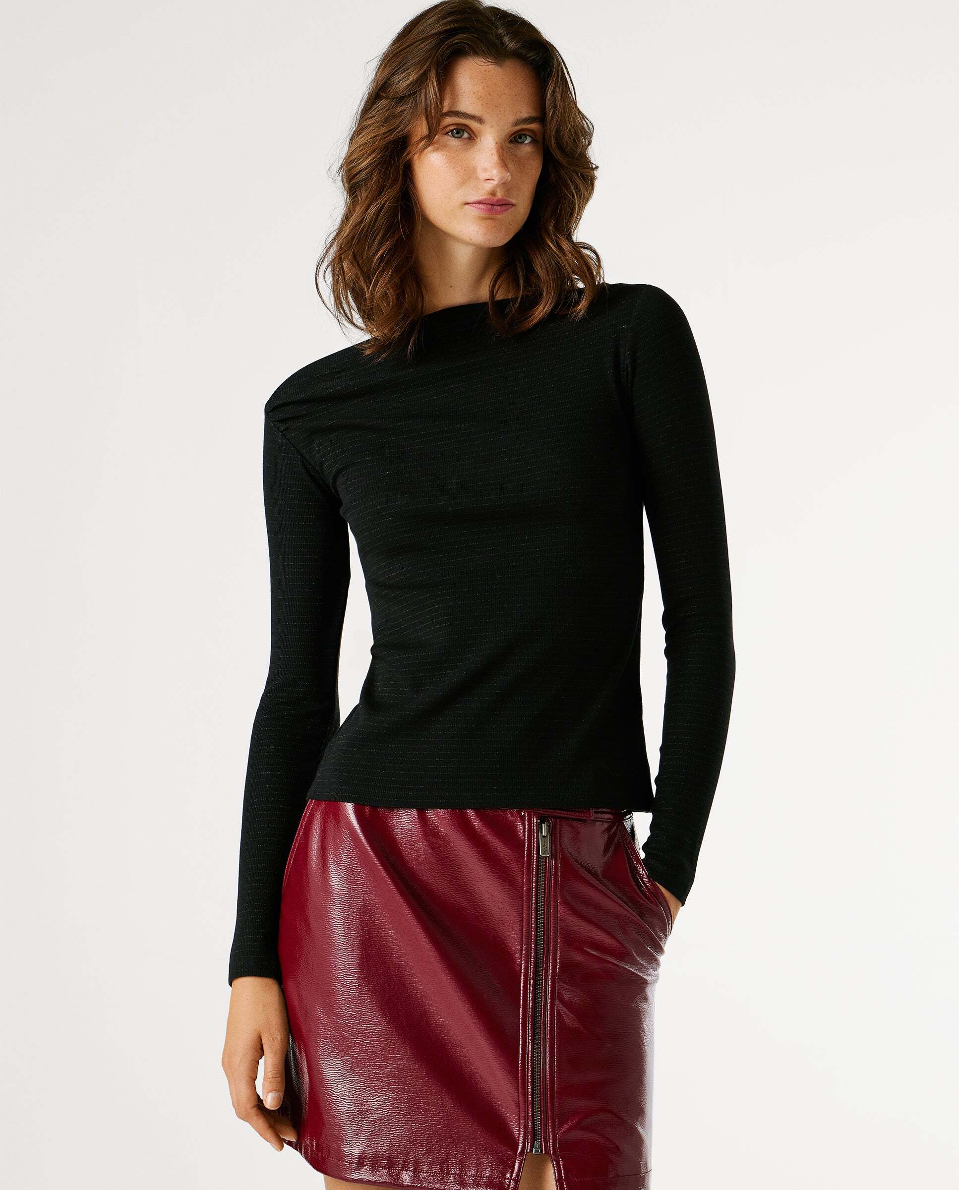Imagen 0 de Camiseta de mujer canalé manga larga Negro
