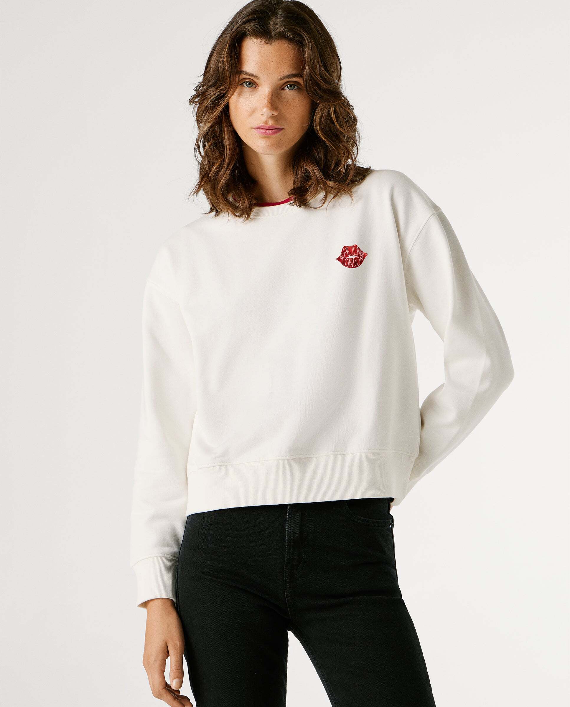 Pepe Jeans - Sudadera de mujer cuello redondo con logo.
