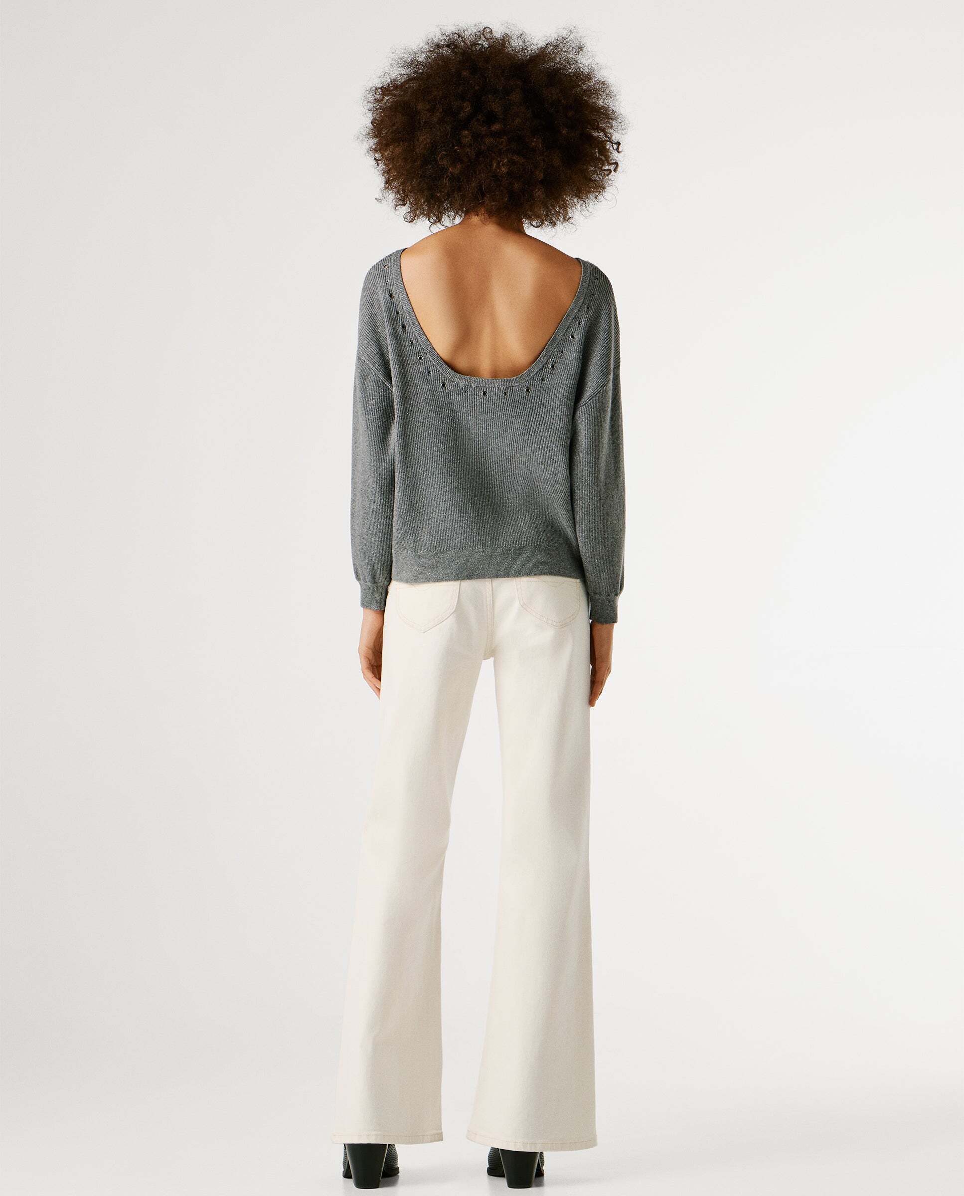 Jersey de mujer canalé cuello barco - Pepe Jeans - Gris Gris-3