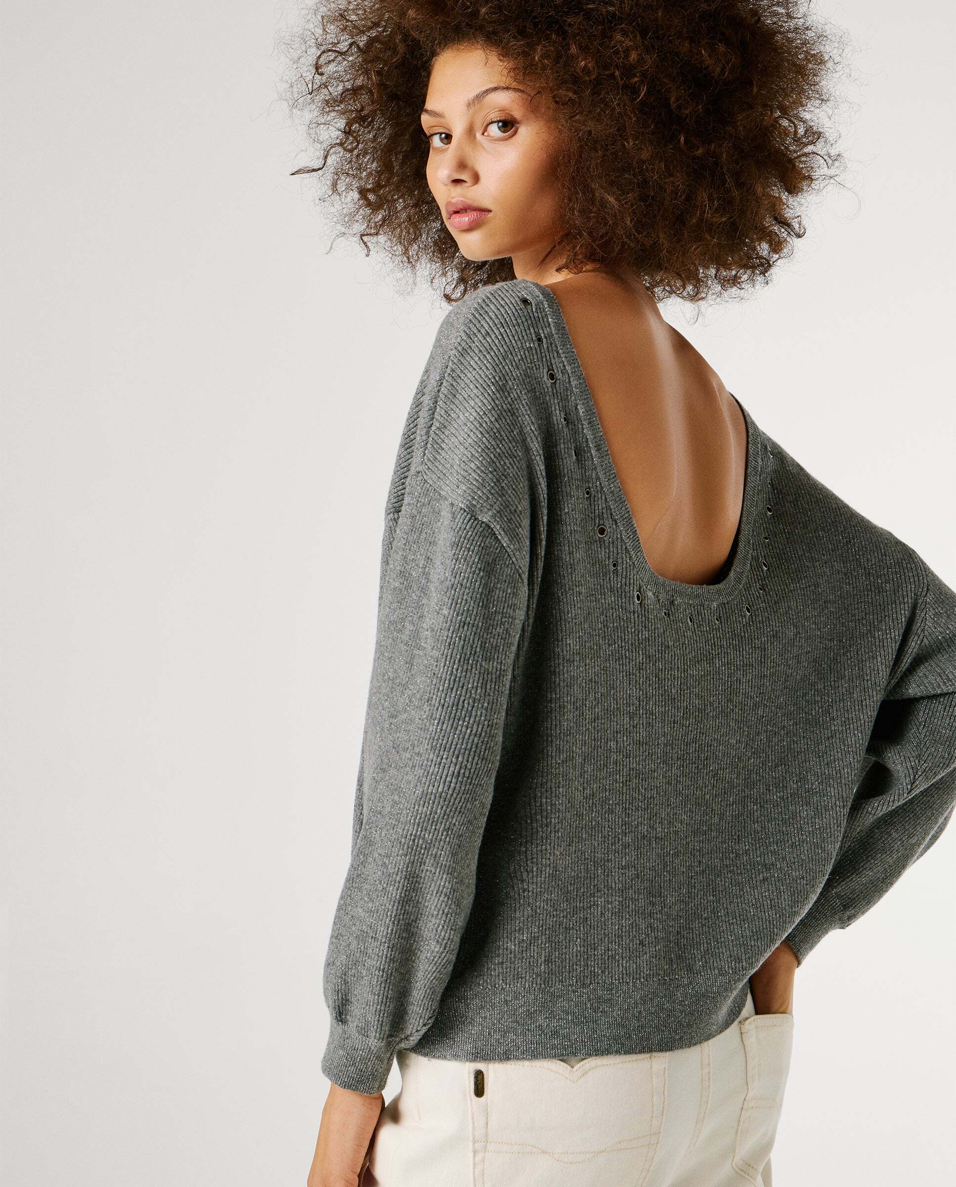 Jersey de mujer canalé cuello barco - Pepe Jeans - Gris Gris-6