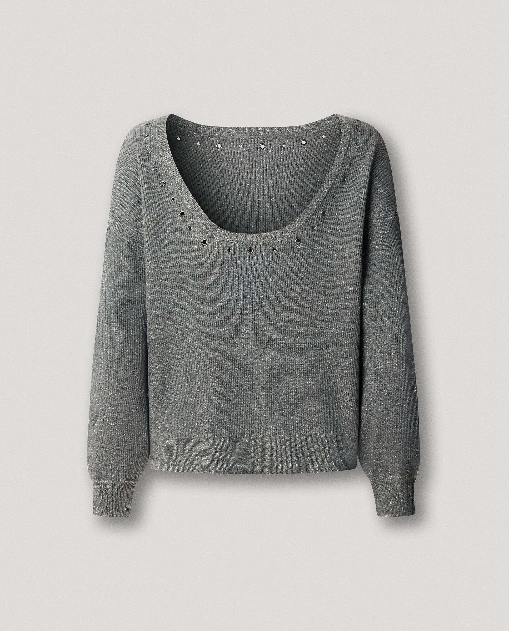 Jersey de mujer canalé cuello barco - Pepe Jeans - Gris Gris-8