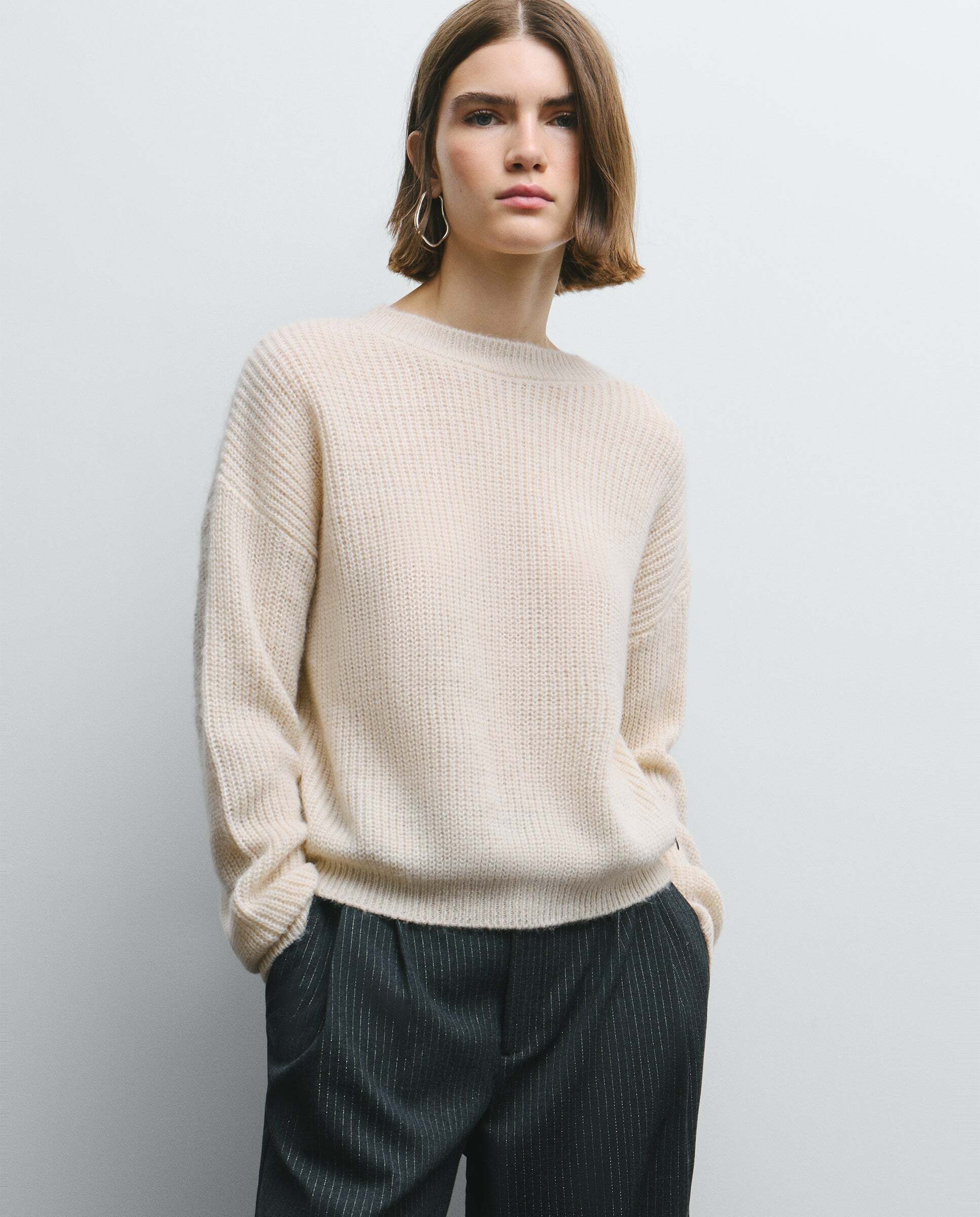 Pepe Jeans - W11 - jersey punto de mujer con cuello pico.