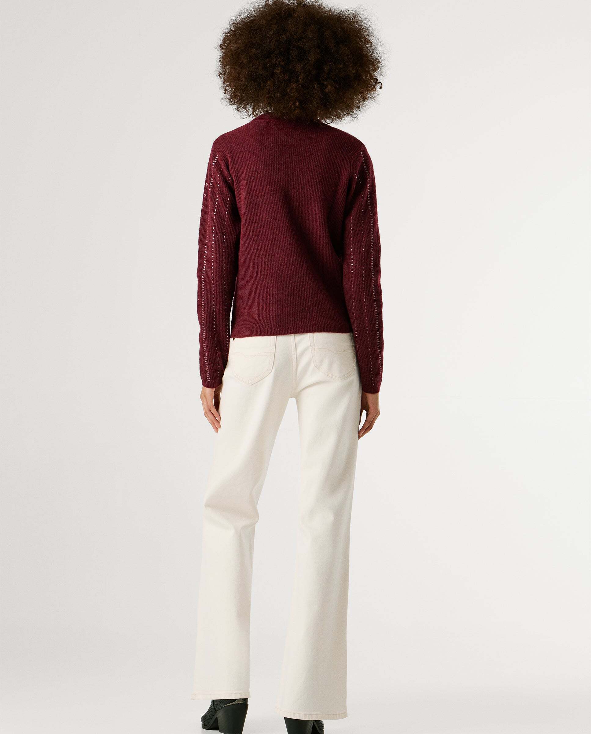 Cárdigan de mujer de punto con lentejuelas - Pepe Jeans - Rojo Rojo-3