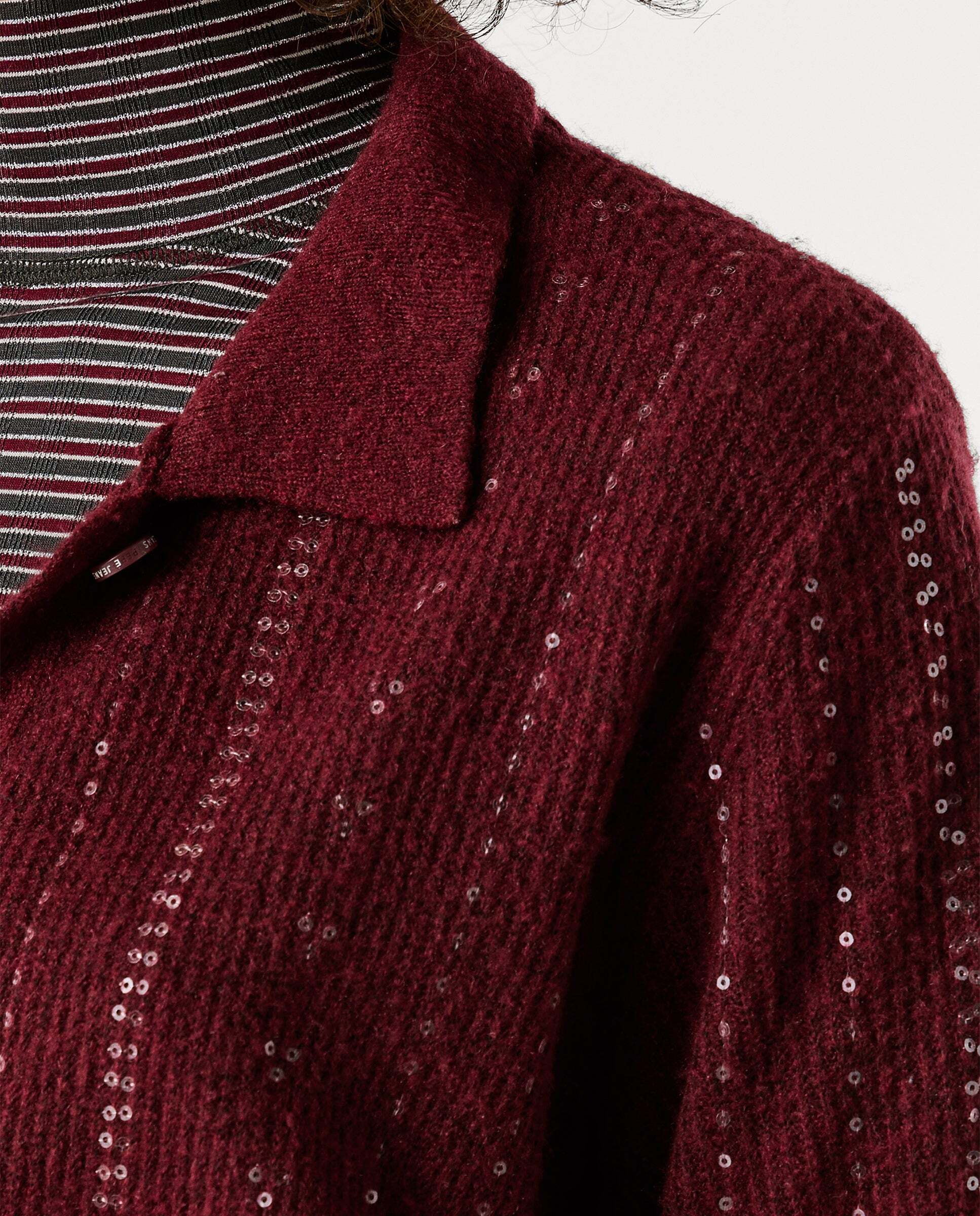Cárdigan de mujer de punto con lentejuelas - Pepe Jeans - Rojo Rojo-7