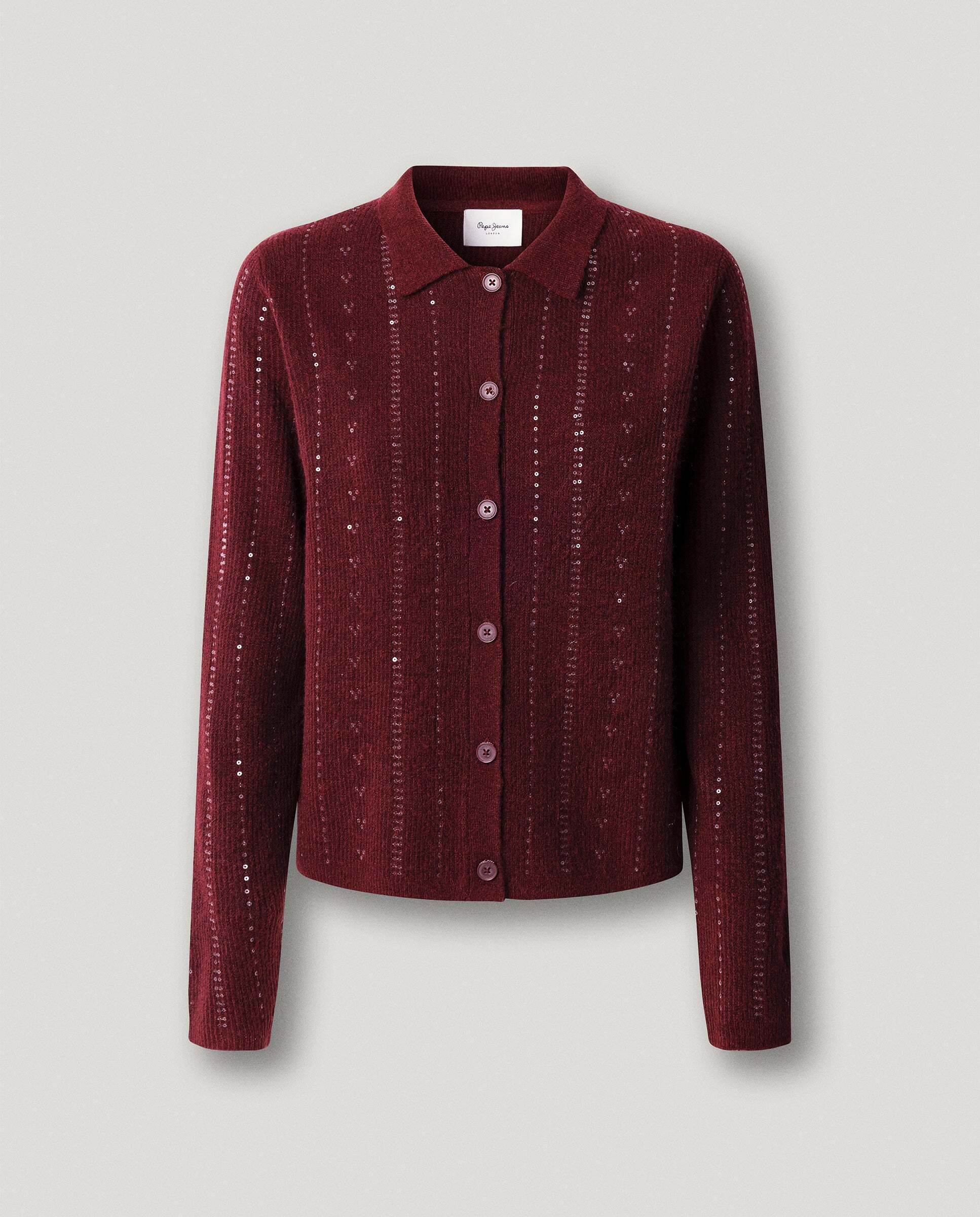 Cárdigan de mujer de punto con lentejuelas - Pepe Jeans - Rojo Rojo-9