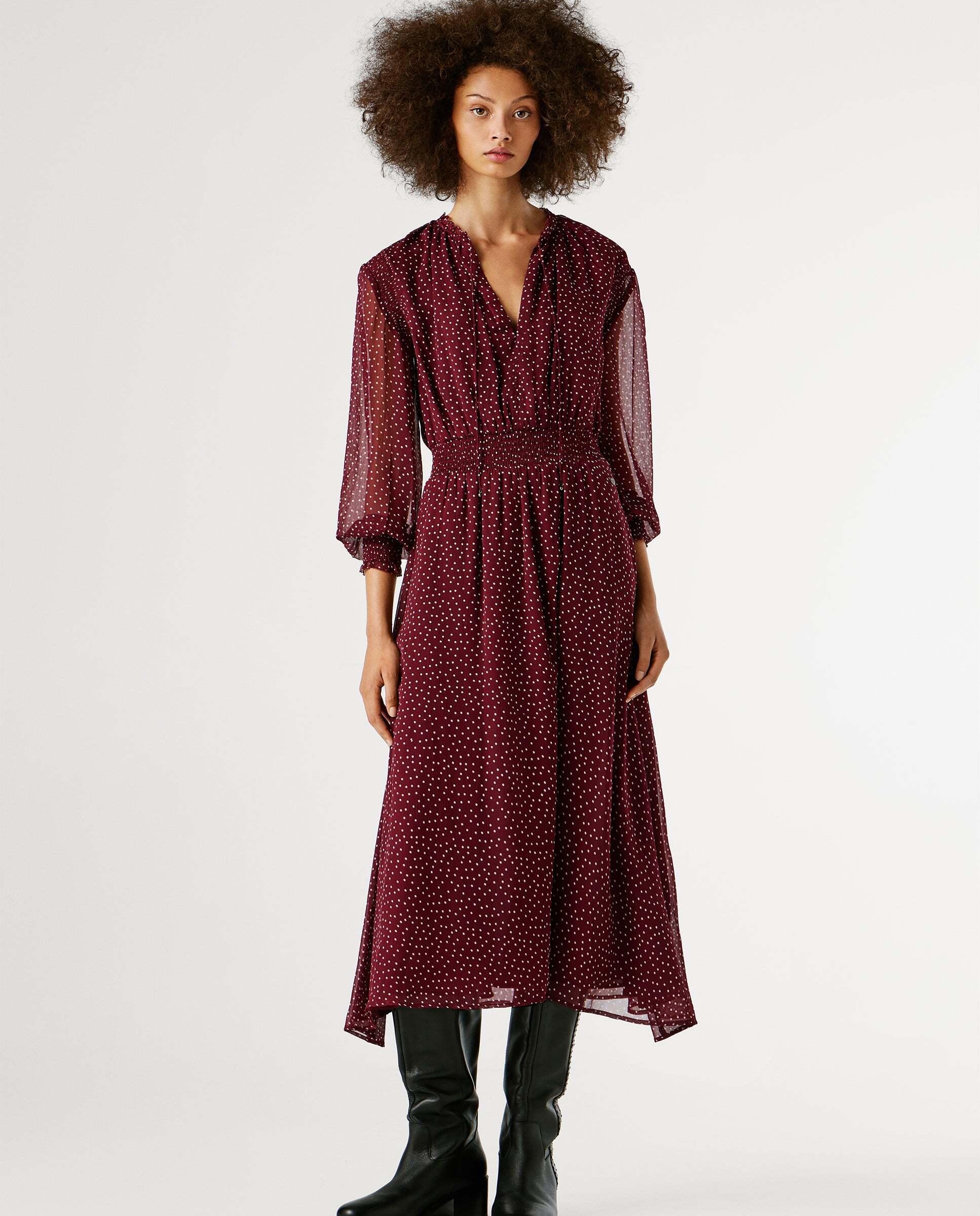 Pepe Jeans - Vestido midi de mujer estampado lunares.