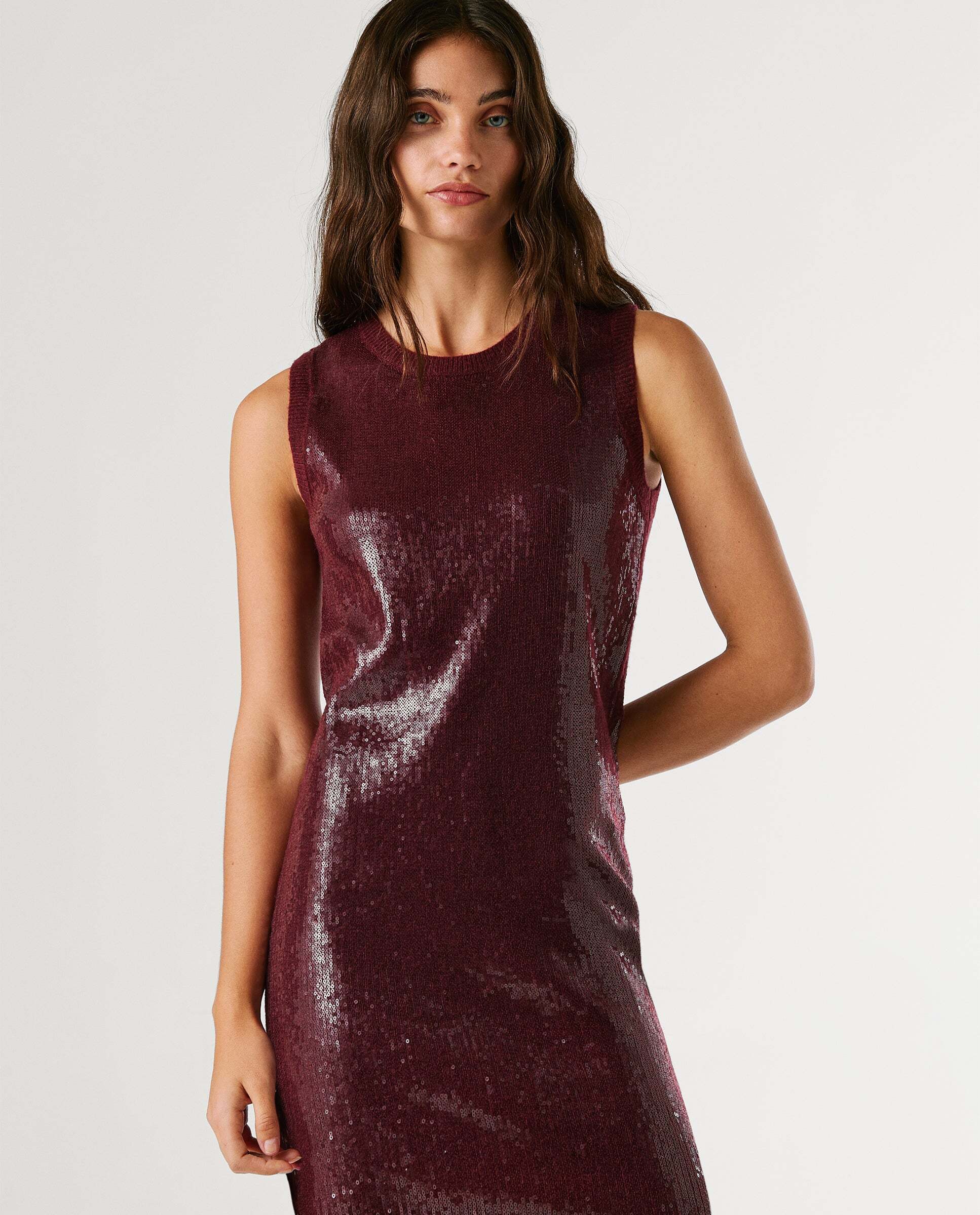 Vestido corto de mujer de lentejuelas - Pepe Jeans - Rojo Rojo-2
