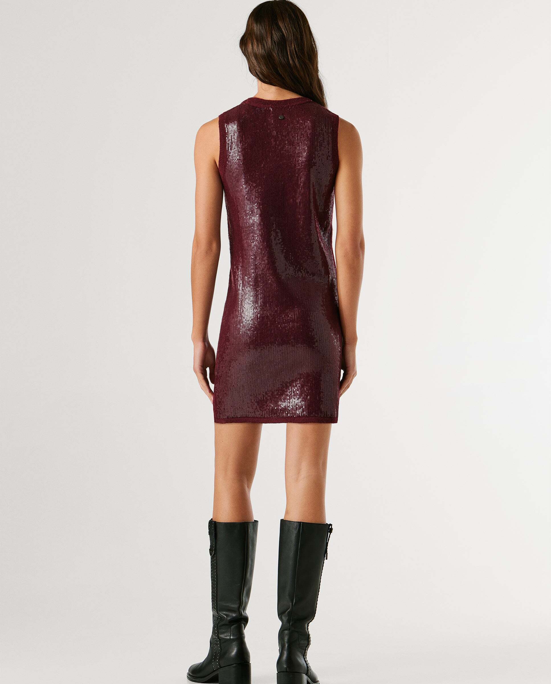 Vestido corto de mujer de lentejuelas - Pepe Jeans - Rojo Rojo-3