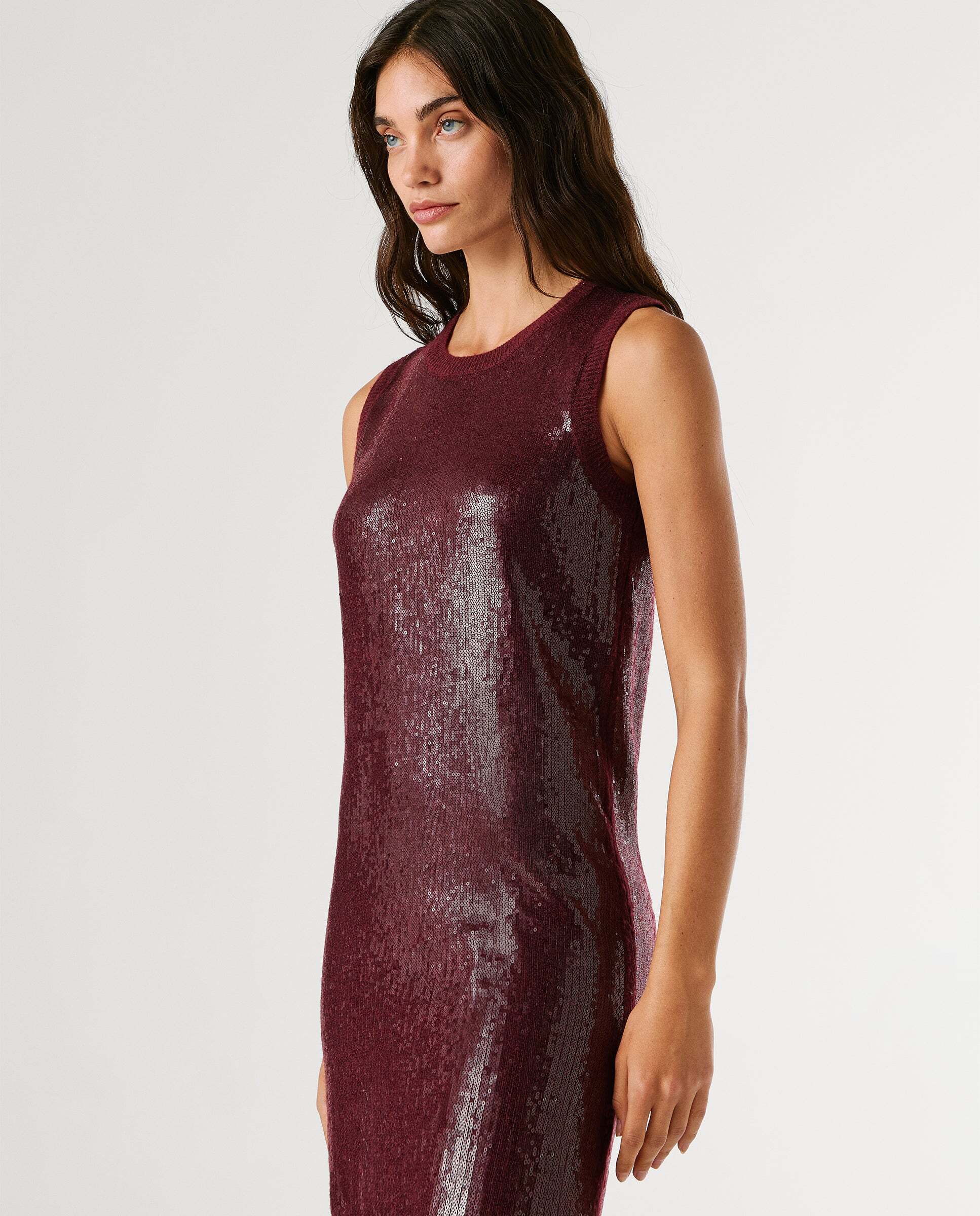 Vestido corto de mujer de lentejuelas - Pepe Jeans - Rojo Rojo-6