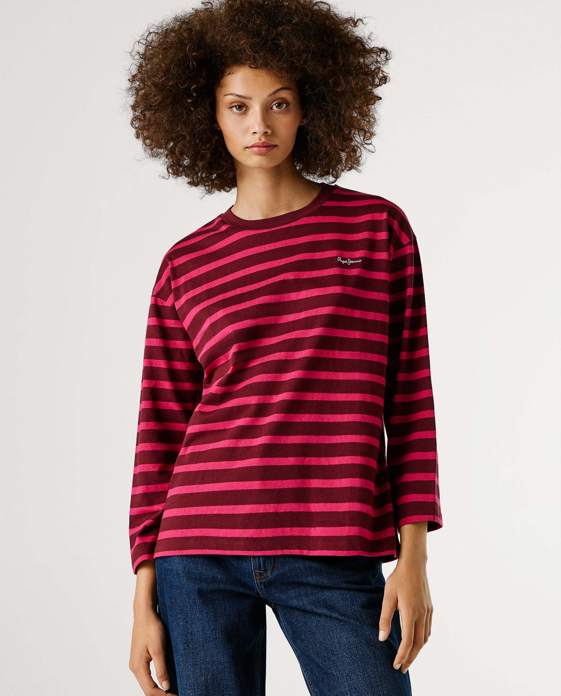Pepe Jeans - Camiseta de rayas de mujer manga larga.