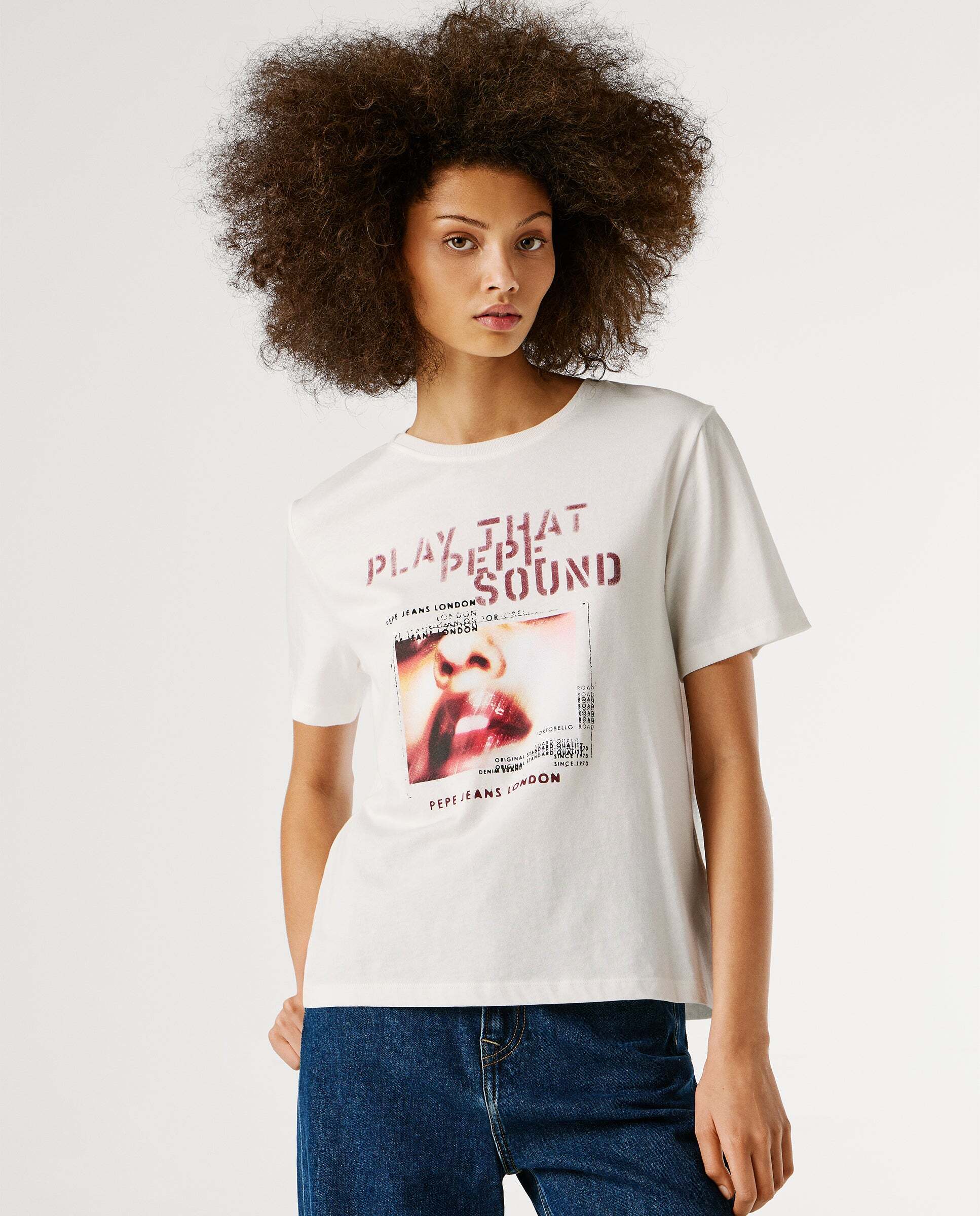 Pepe Jeans - Camiseta de mujer gráfico estampado.