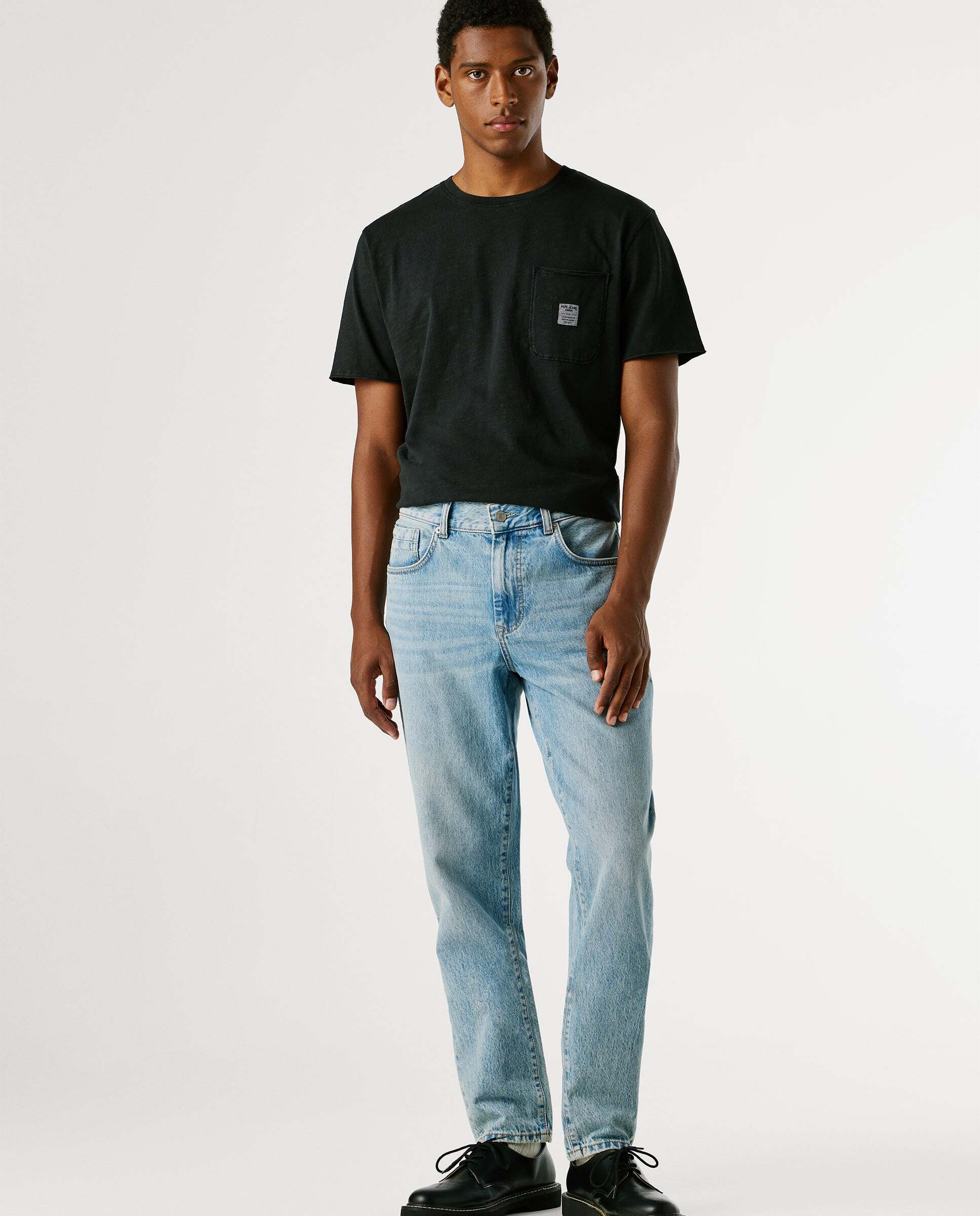 Imagen 0 de Vaquero de hombre fit taper tiro caído Azul